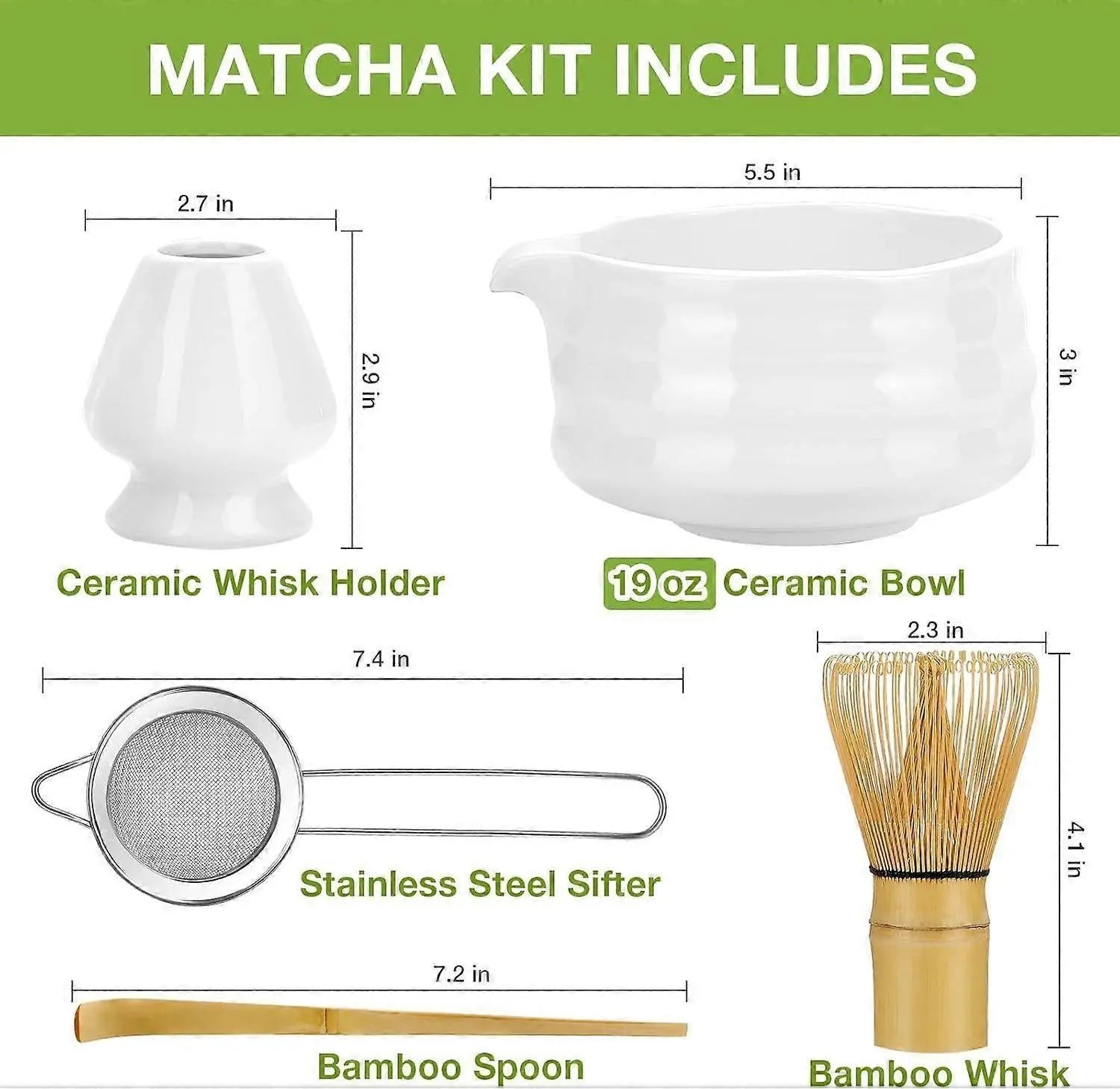 Matcha Whisk Set (5pcs) - Bowl, Bamboo Whisk, Scoop & Holder Wholesale Hub