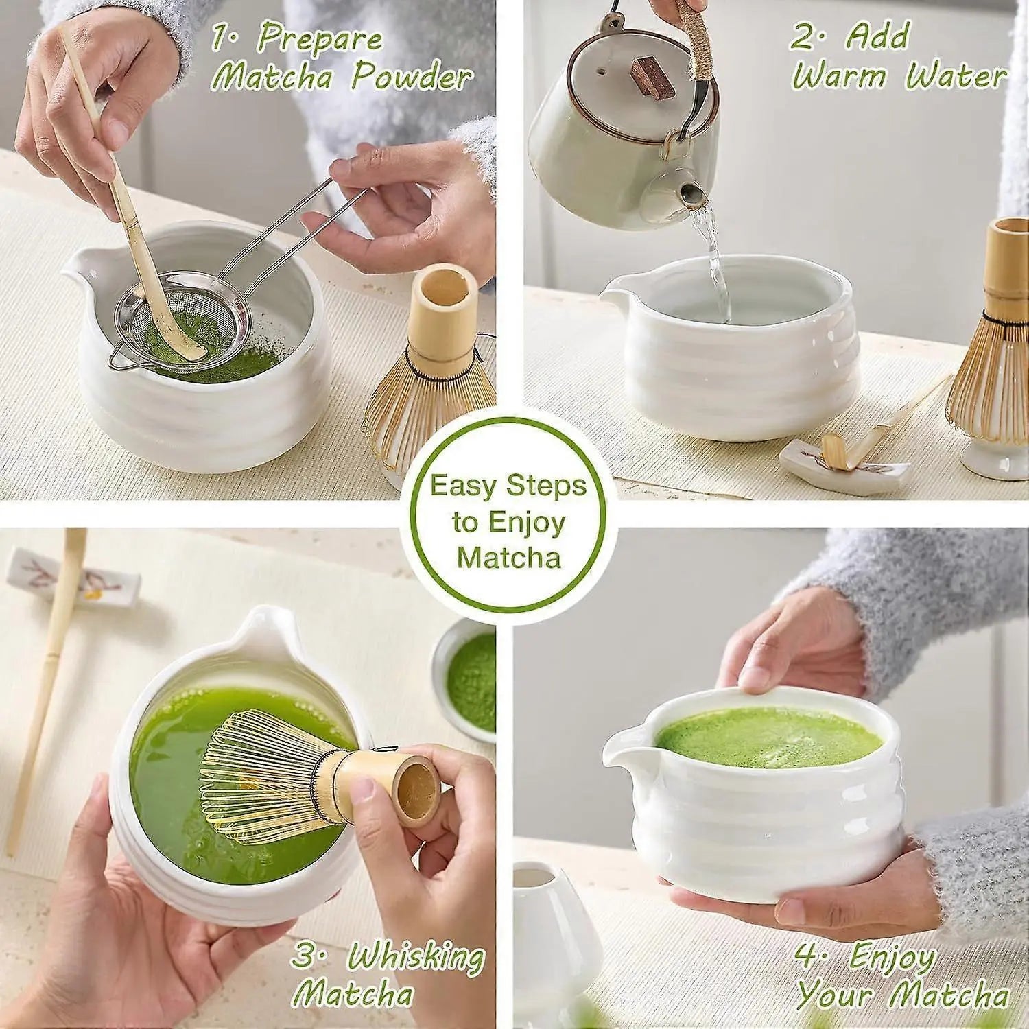 Matcha Whisk Set (5pcs) - Bowl, Bamboo Whisk, Scoop & Holder Wholesale Hub