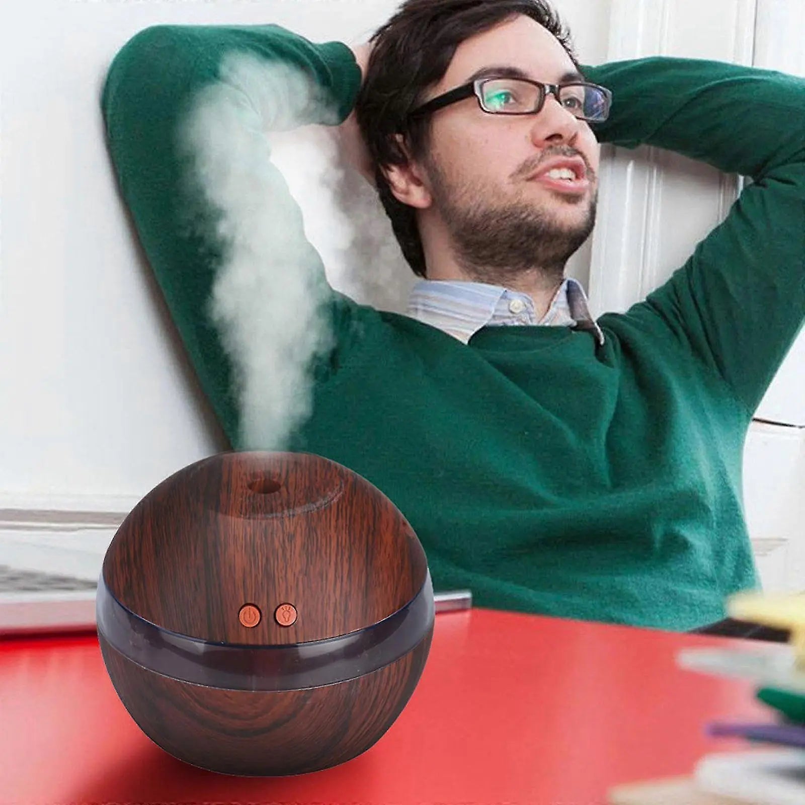Wood Grain USB Humidifier, Round Aroma Diffuser, Mini Cool Mist Maker Wholesale Hub