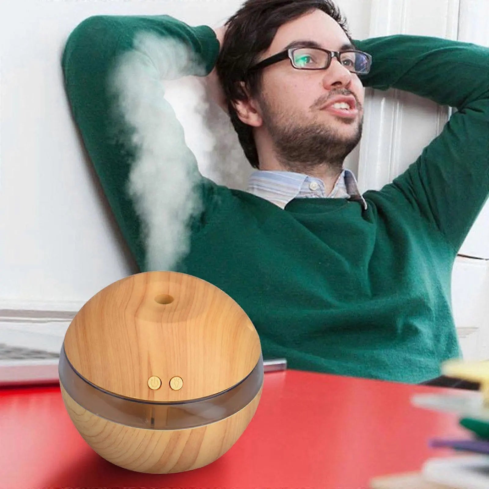 Wood Grain USB Humidifier, Round Aroma Diffuser, Mini Cool Mist Maker Wholesale Hub