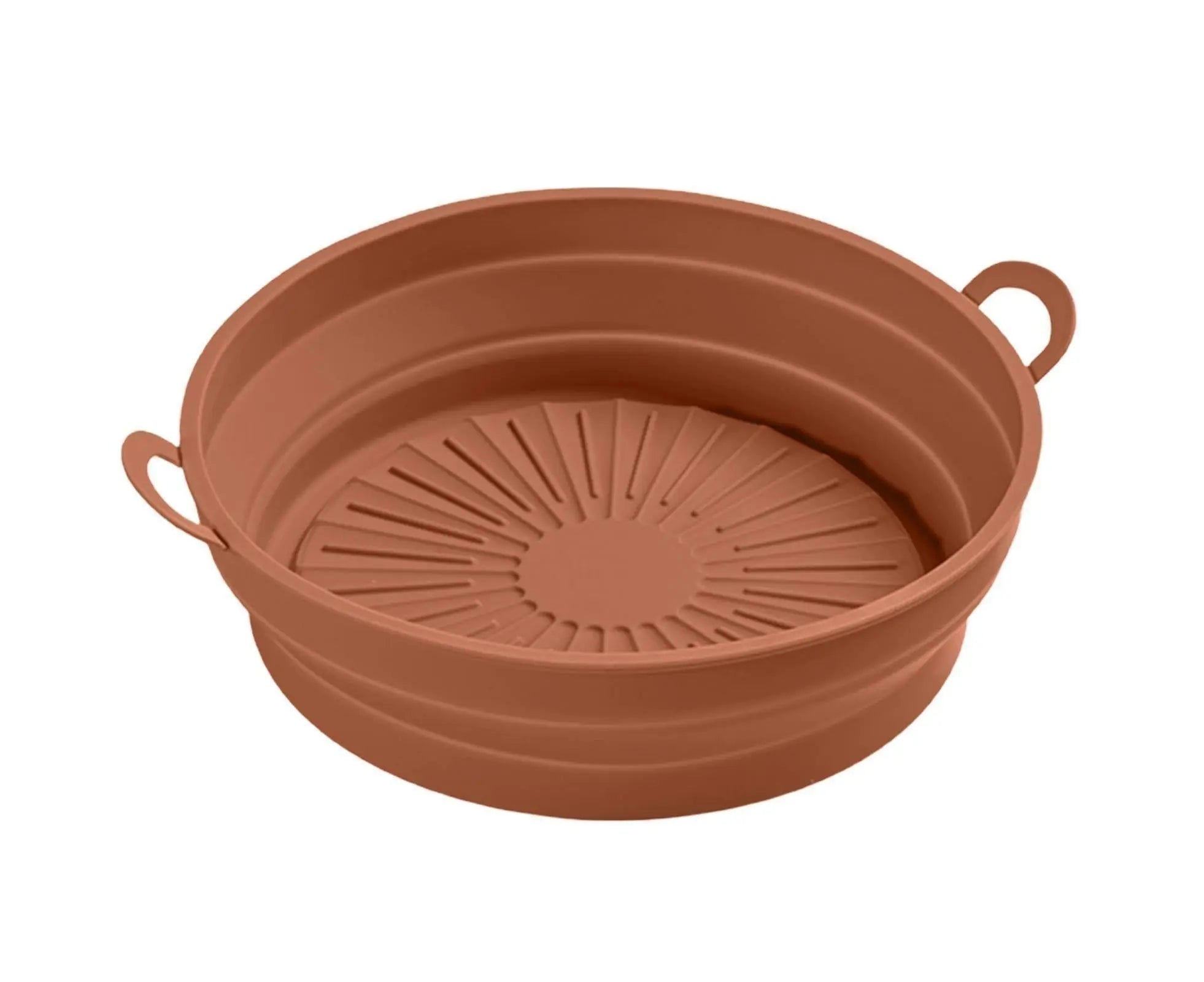 Air Fryers Bakeware Foldable Silicone Grill Pan -Brown 8.5inch Wholesale Hub