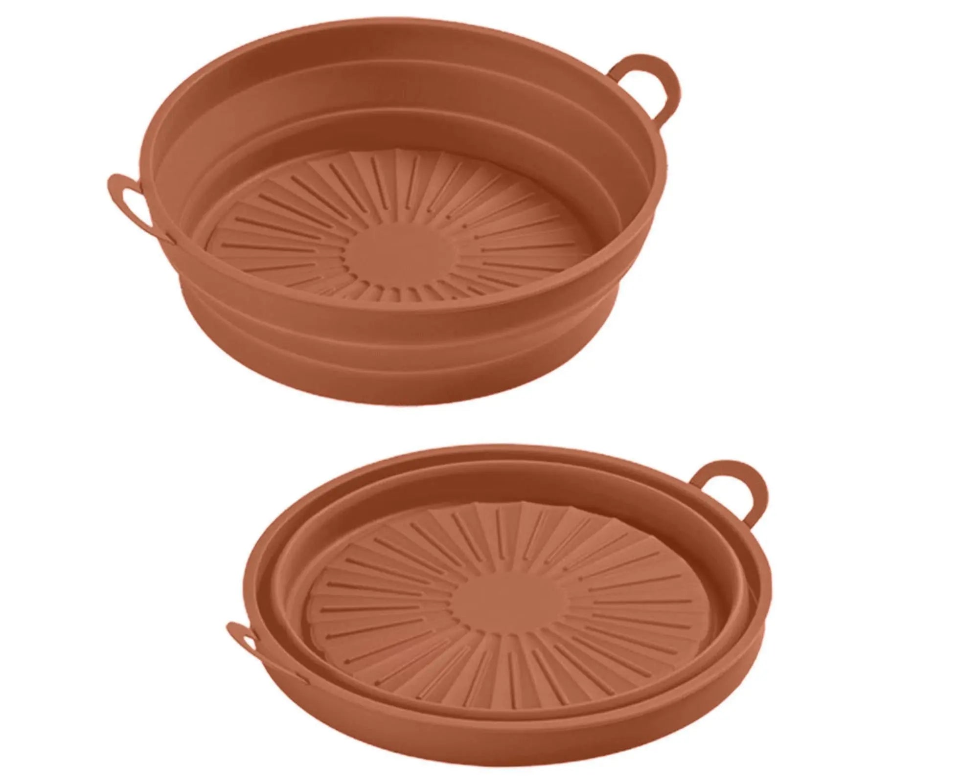 Air Fryers Bakeware Foldable Silicone Grill Pan -Brown 8.5inch Wholesale Hub