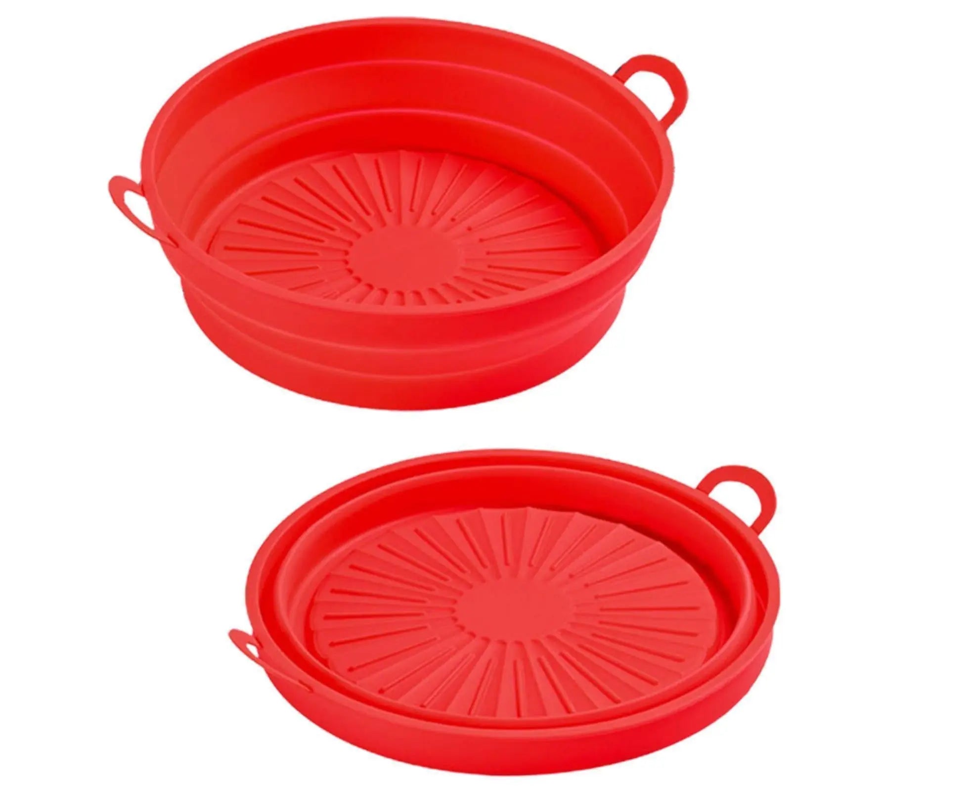 Air Fryers Bakeware Foldable Silicone Grill Pan -Red 8.5inch Wholesale Hub