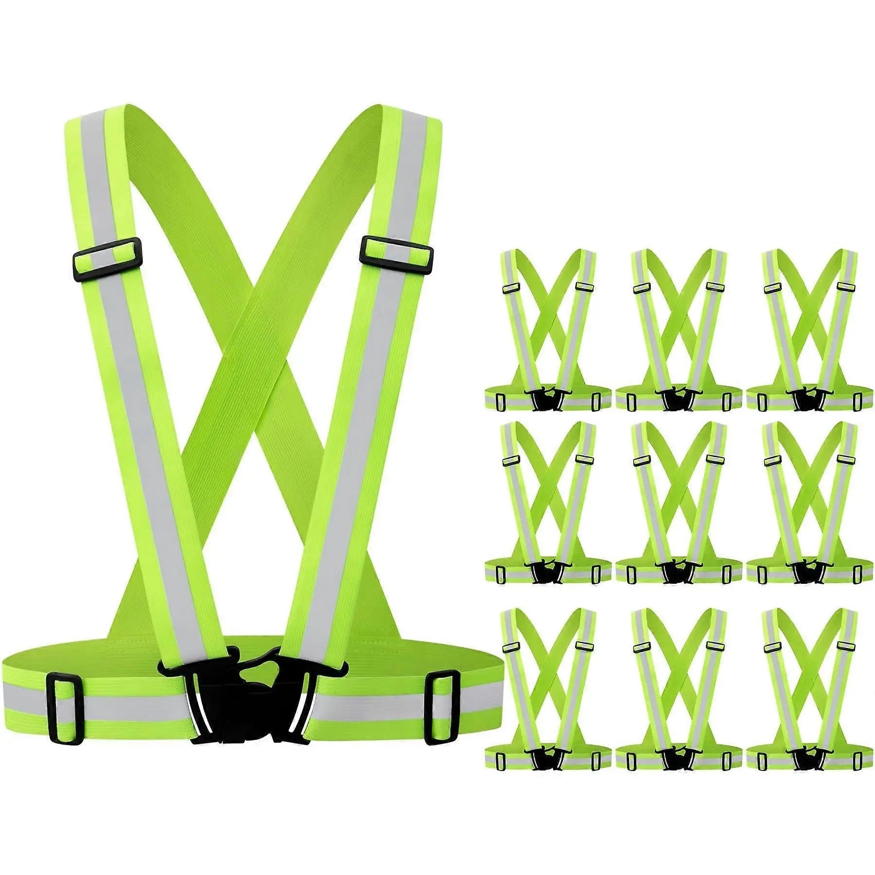 10 Pack Reflective Vests, Adjustable High Visibility security Gear for Men, Women & Babies Wholesale Hub