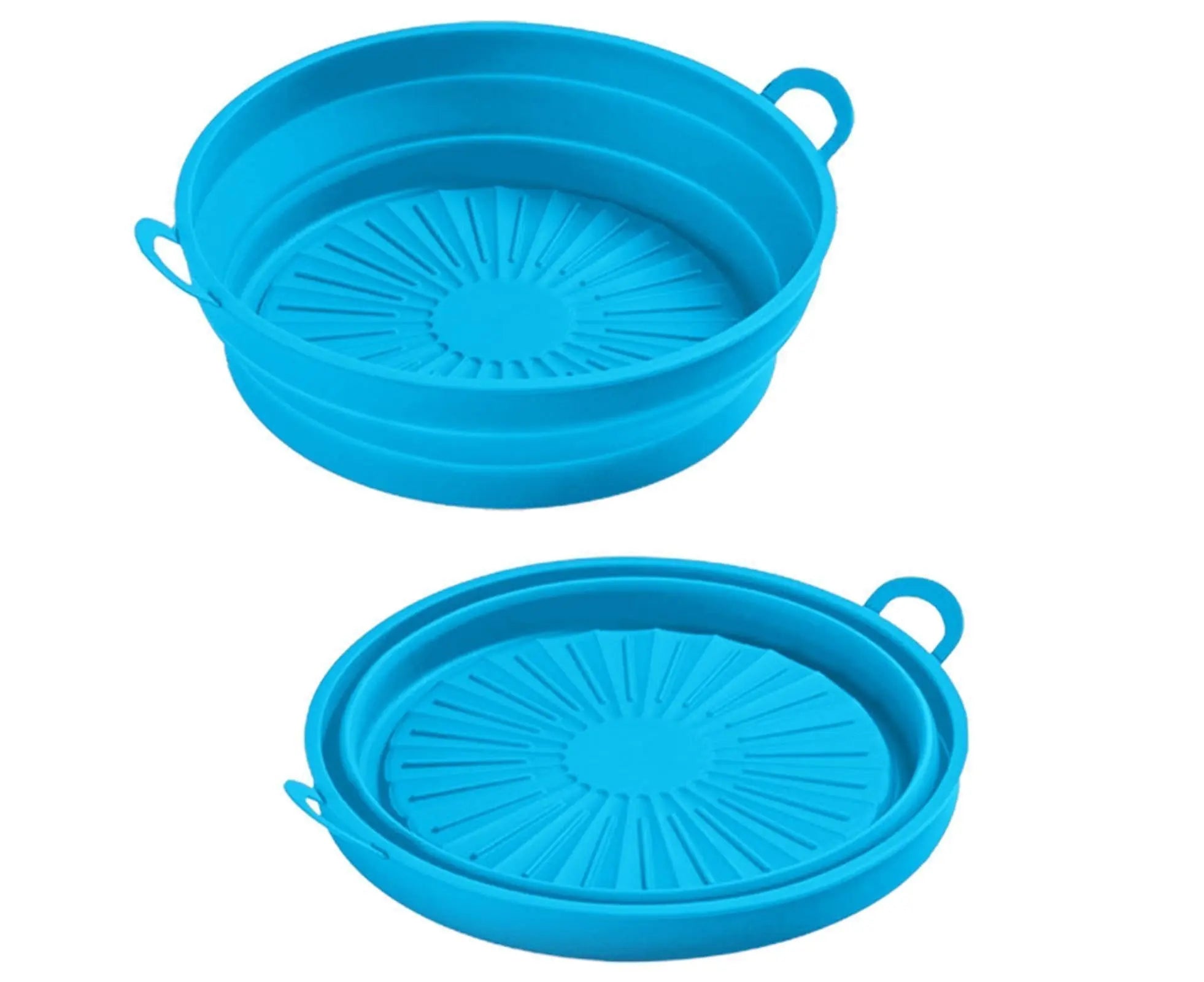 Air Fryers Bakeware Foldable Silicone Grill Pan -Blue 7.5inch Wholesale Hub