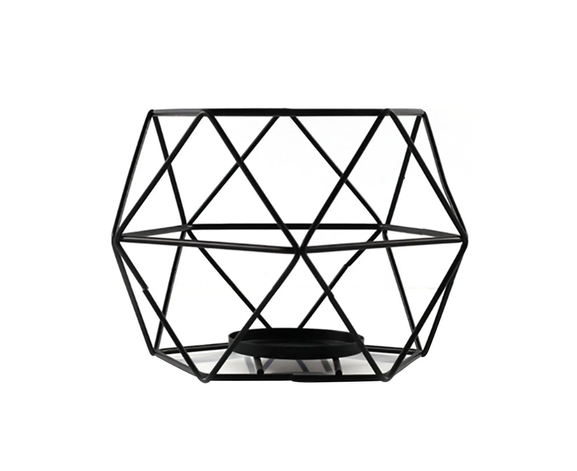 Nordic Style 3D Geometric Wrought Rack Candle Holder Candlestick Home Decoration-Black Wholesale Hub