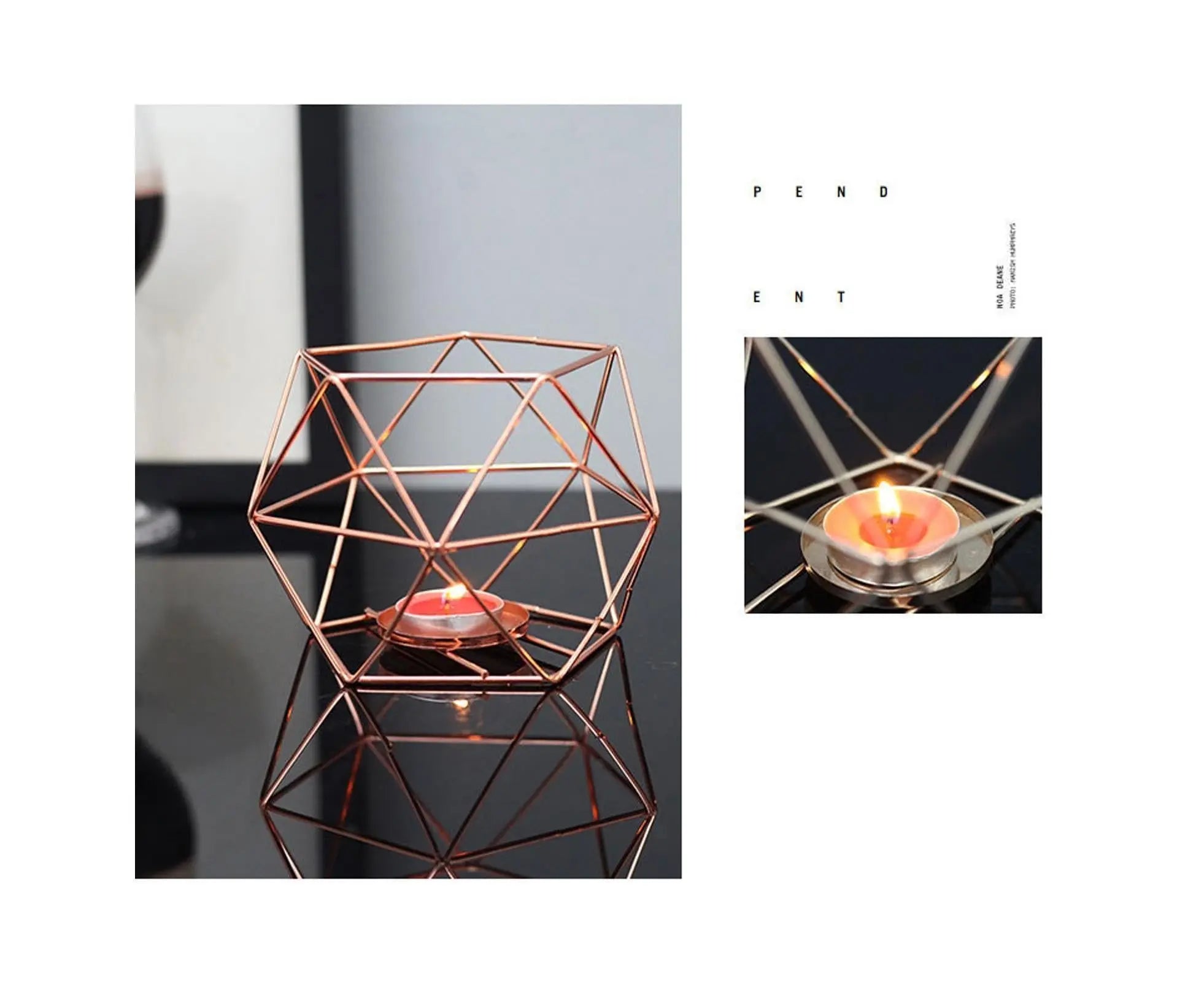 Nordic Style 3D Geometric Wrought Rack Candle Holder Candlestick Home Decoration-Black Wholesale Hub