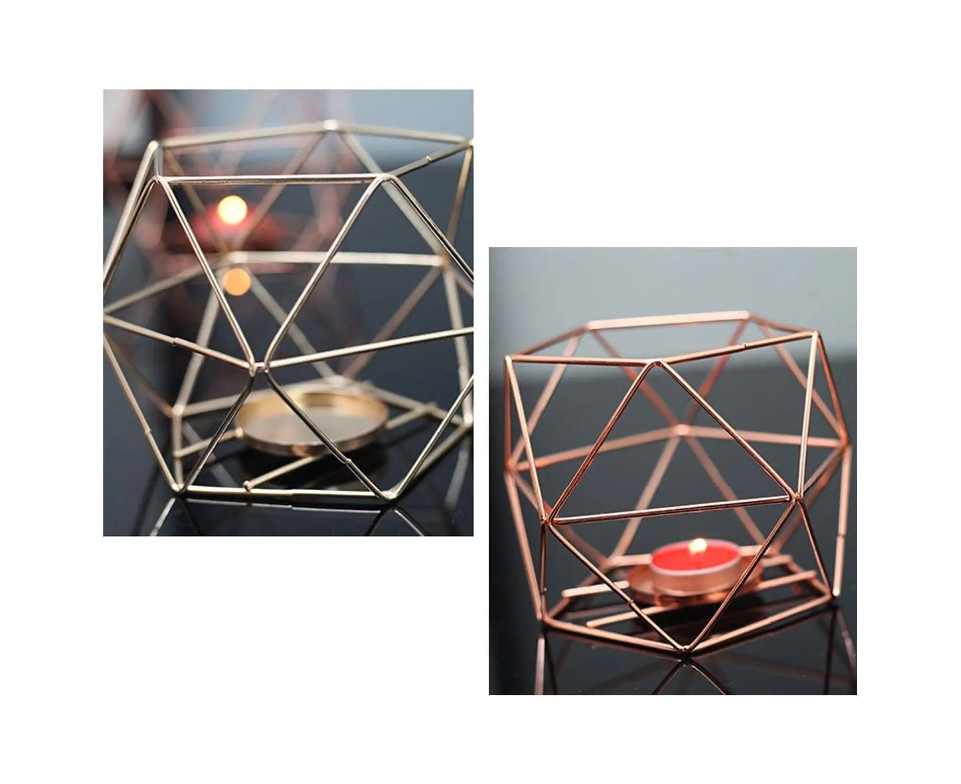 Nordic Style 3D Geometric Wrought Rack Candle Holder Candlestick Home Decoration-Black Wholesale Hub