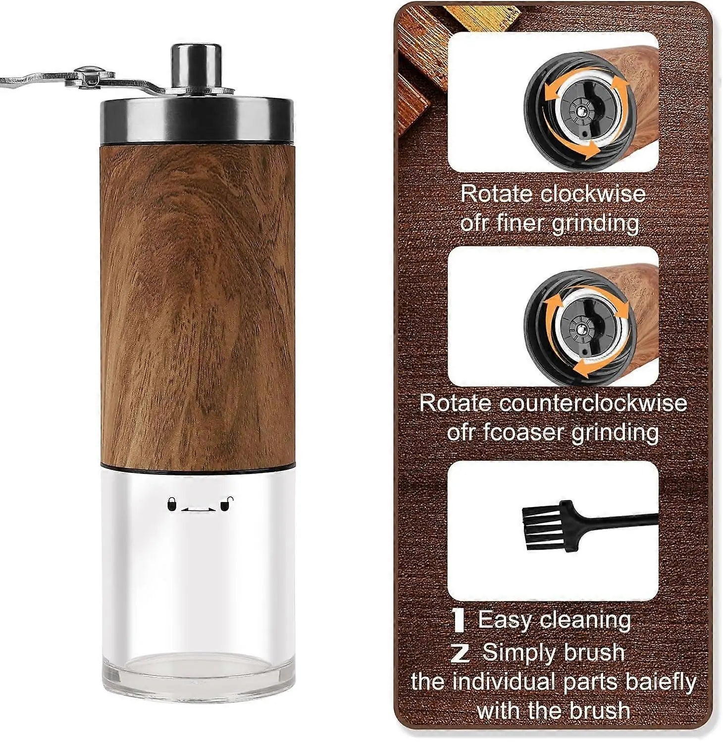 Manual Coffee Grinder - Ceramic Burr, Adjustable Grind Levels for Drip & Espresso Wholesale Hub