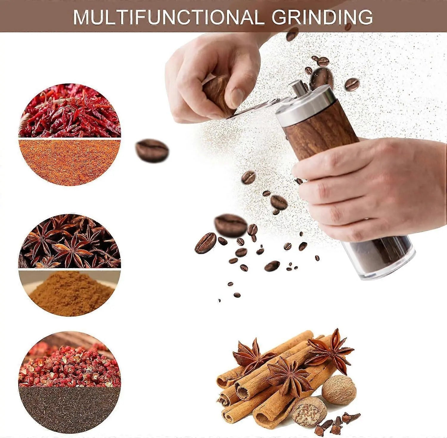Manual Coffee Grinder - Ceramic Burr, Adjustable Grind Levels for Drip & Espresso Wholesale Hub