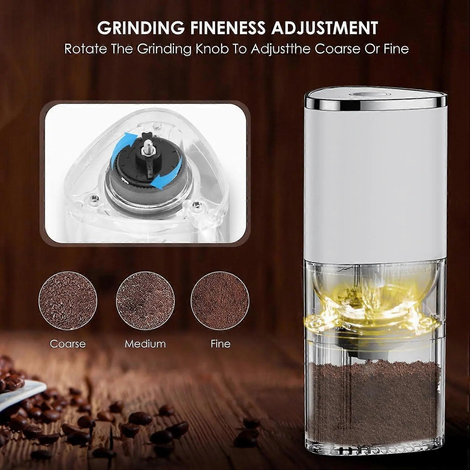 Electric Burr Coffee Grinder - Mini Automatic Bean Mill with LED Atmosphere Light Wholesale Hub