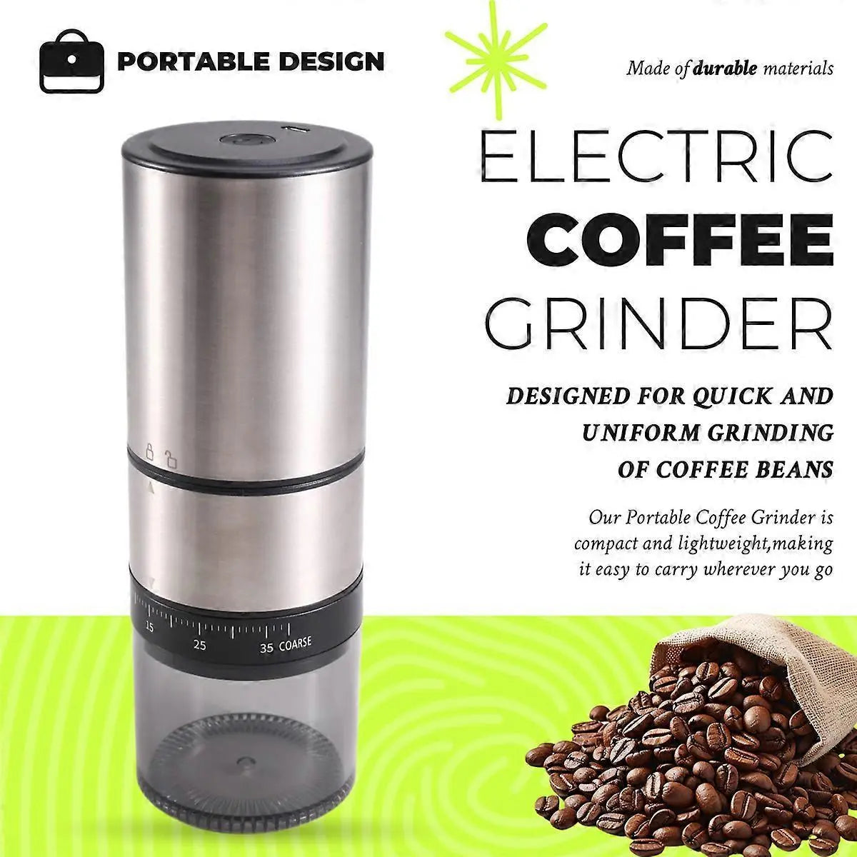 Electric Coffee Grinder - Rechargeable USB Bean Mill, Portable Automatic Grinder Wholesale Hub