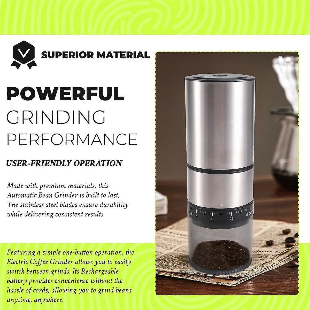 Electric Coffee Grinder - Rechargeable USB Bean Mill, Portable Automatic Grinder Wholesale Hub