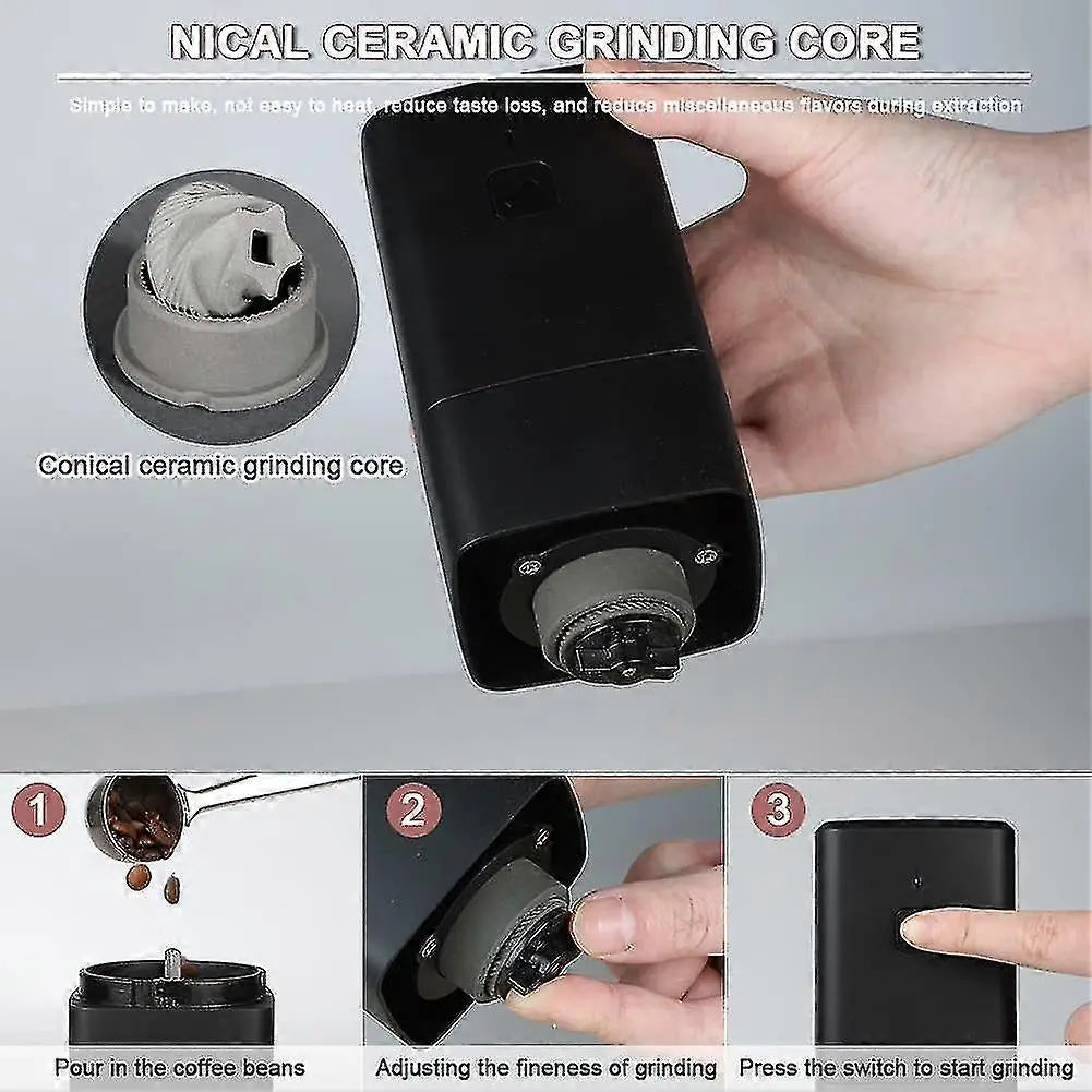 Portable Electric Coffee Grinder - USB Rechargeable, Adjustable Grind, 1300mAh Battery Wholesale Hub