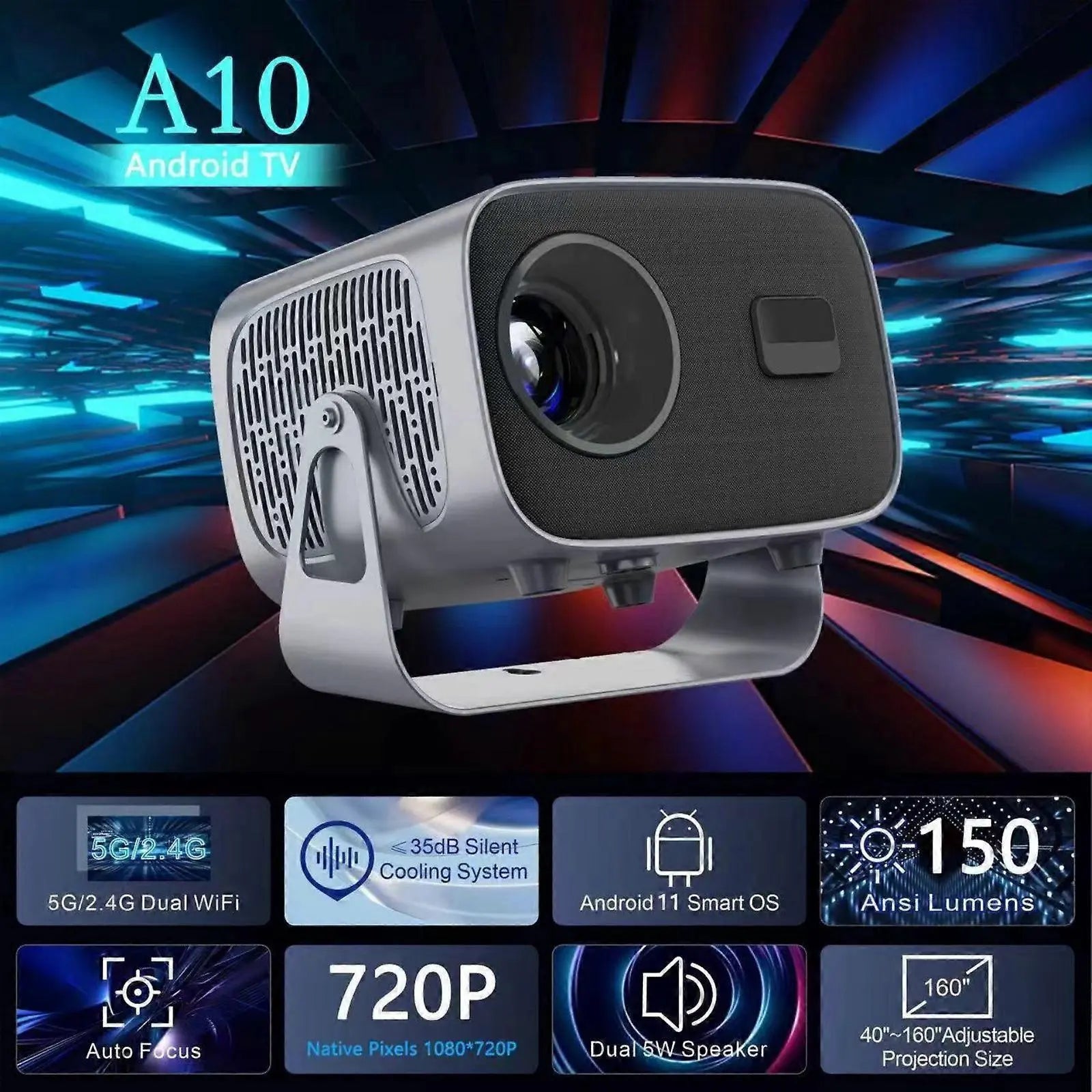 A10 Portable 4K Projector - Smart Video Projector for Home opera Wholesale Hub