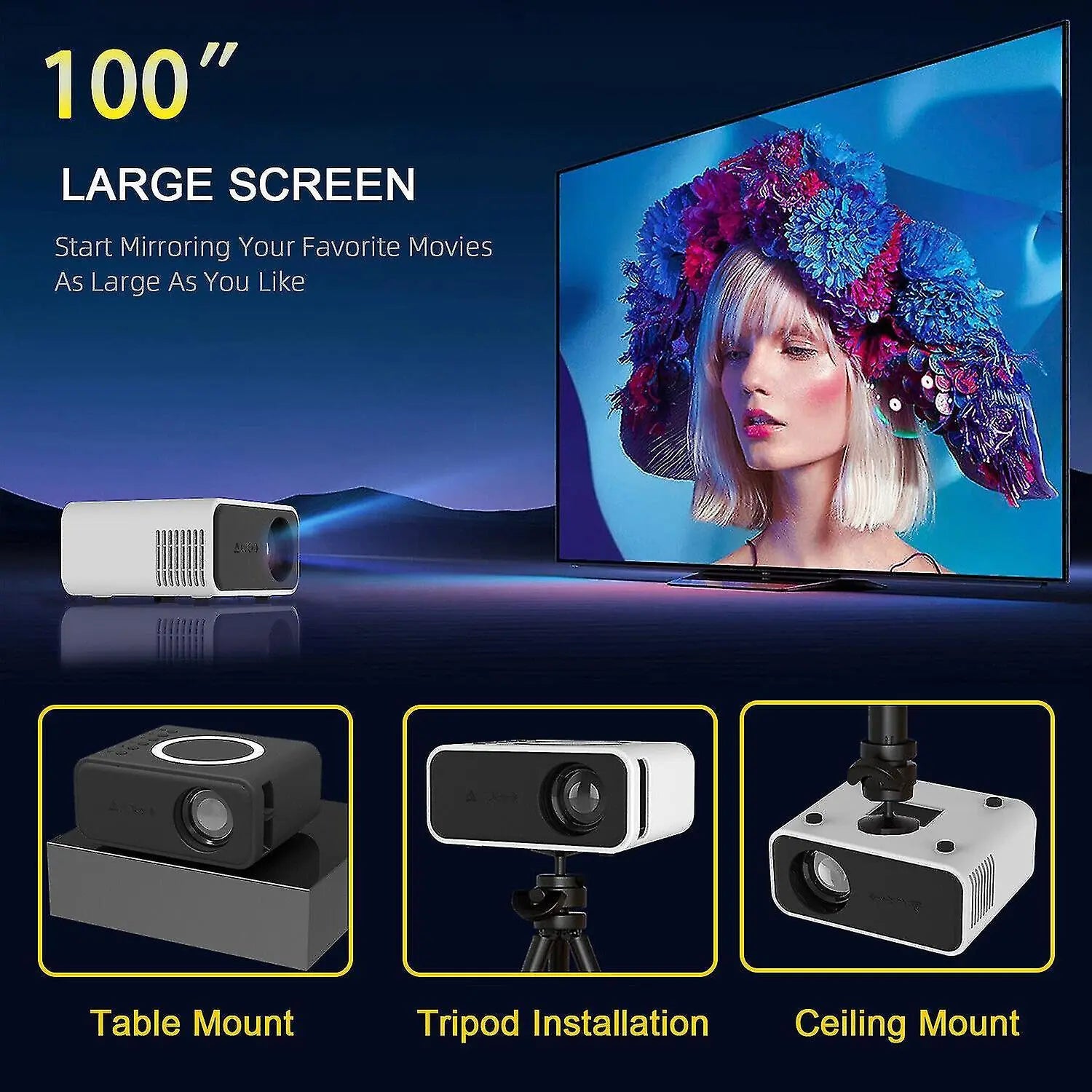 3000 Lumens Mini 4K Projector - Portable Home Cinema Projector Wholesale Hub