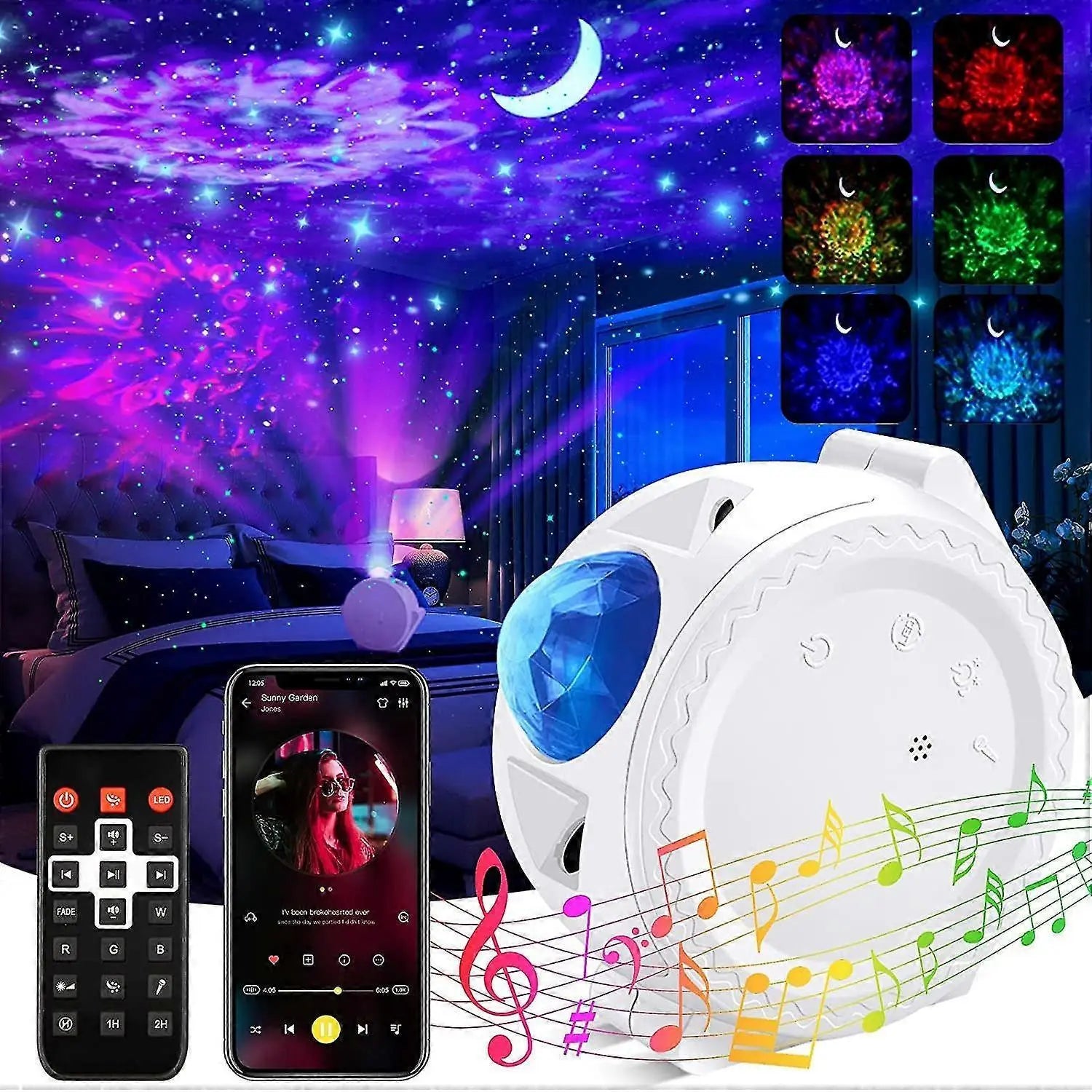 4-in-1 Galaxy Projector with Tooth Serrated Remote - 18 Sky Patterns Wholesale Hub