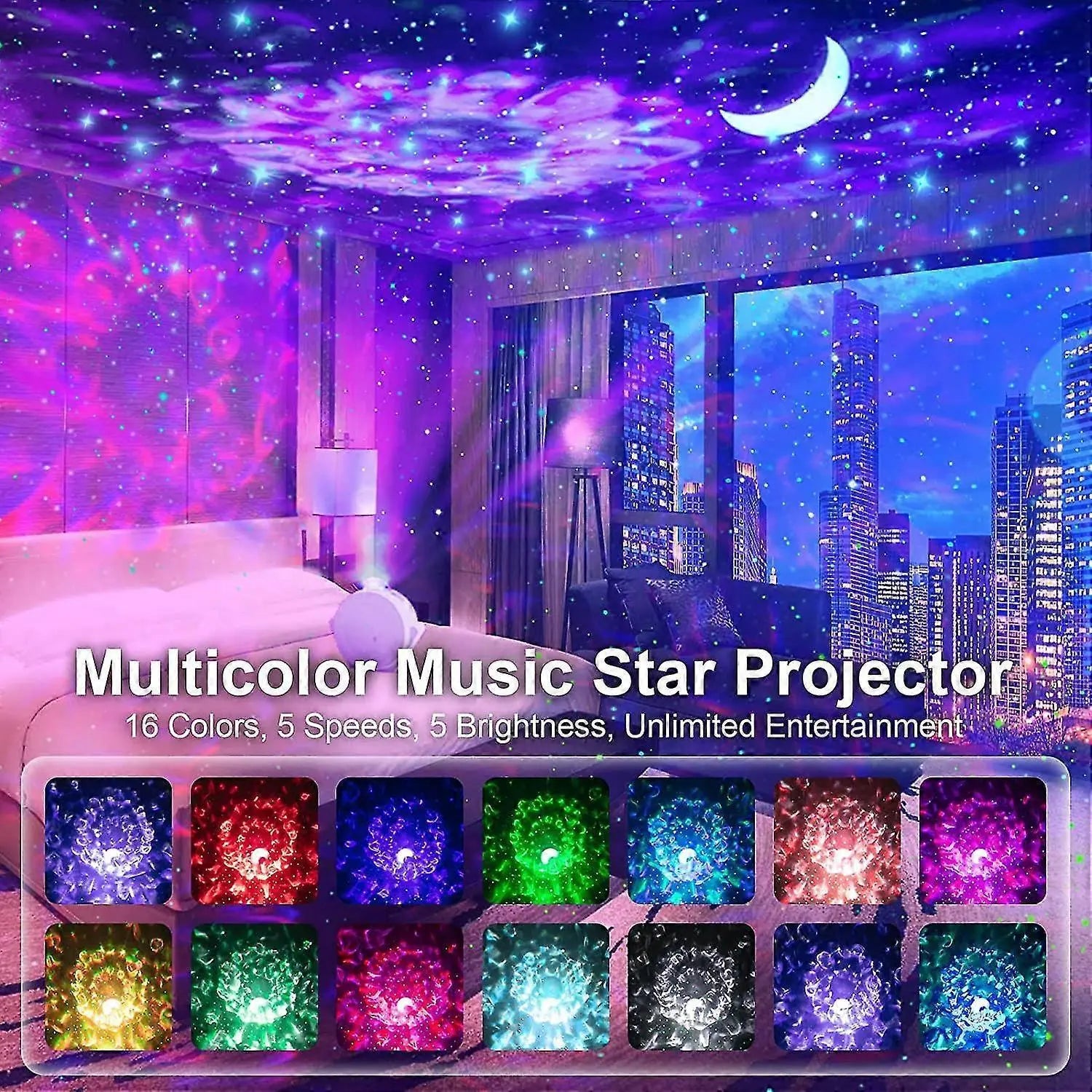 4-in-1 Galaxy Projector with Tooth Serrated Remote - 18 Sky Patterns Wholesale Hub