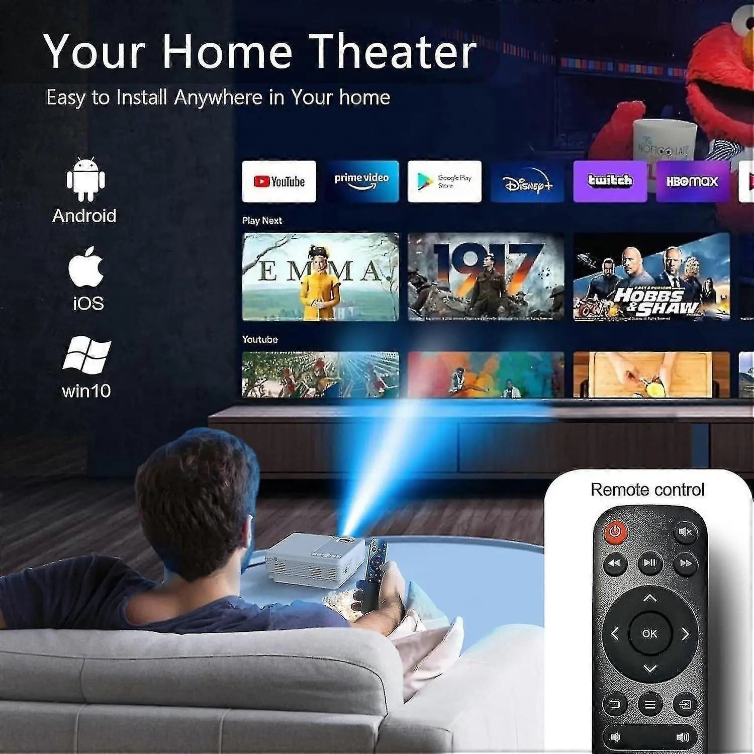 5G WiFi Bluetooth Projector, 9500 Lumens, Native 1080p, 4K, Mini Video Projector Wholesale Hub