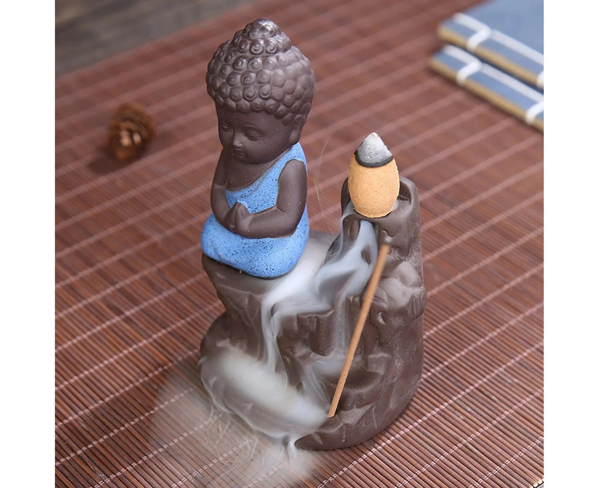 Home Fragrance Creative Little Monk Small Buddha Censer Backflow Incense Burner-Light Orange Wholesale Hub