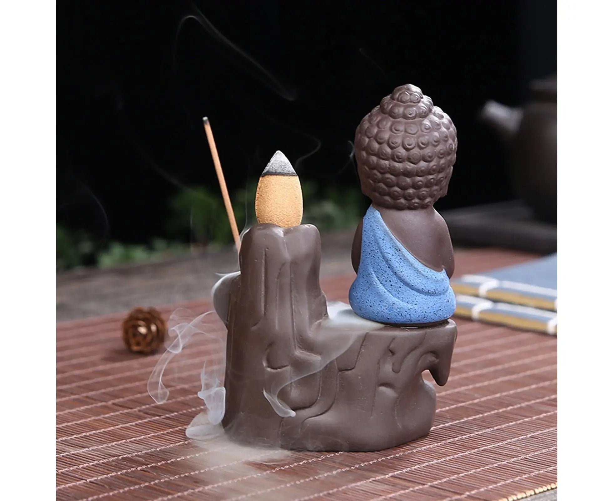 Home Fragrance Creative Little Monk Small Buddha Censer Backflow Incense Burner-Light Orange Wholesale Hub