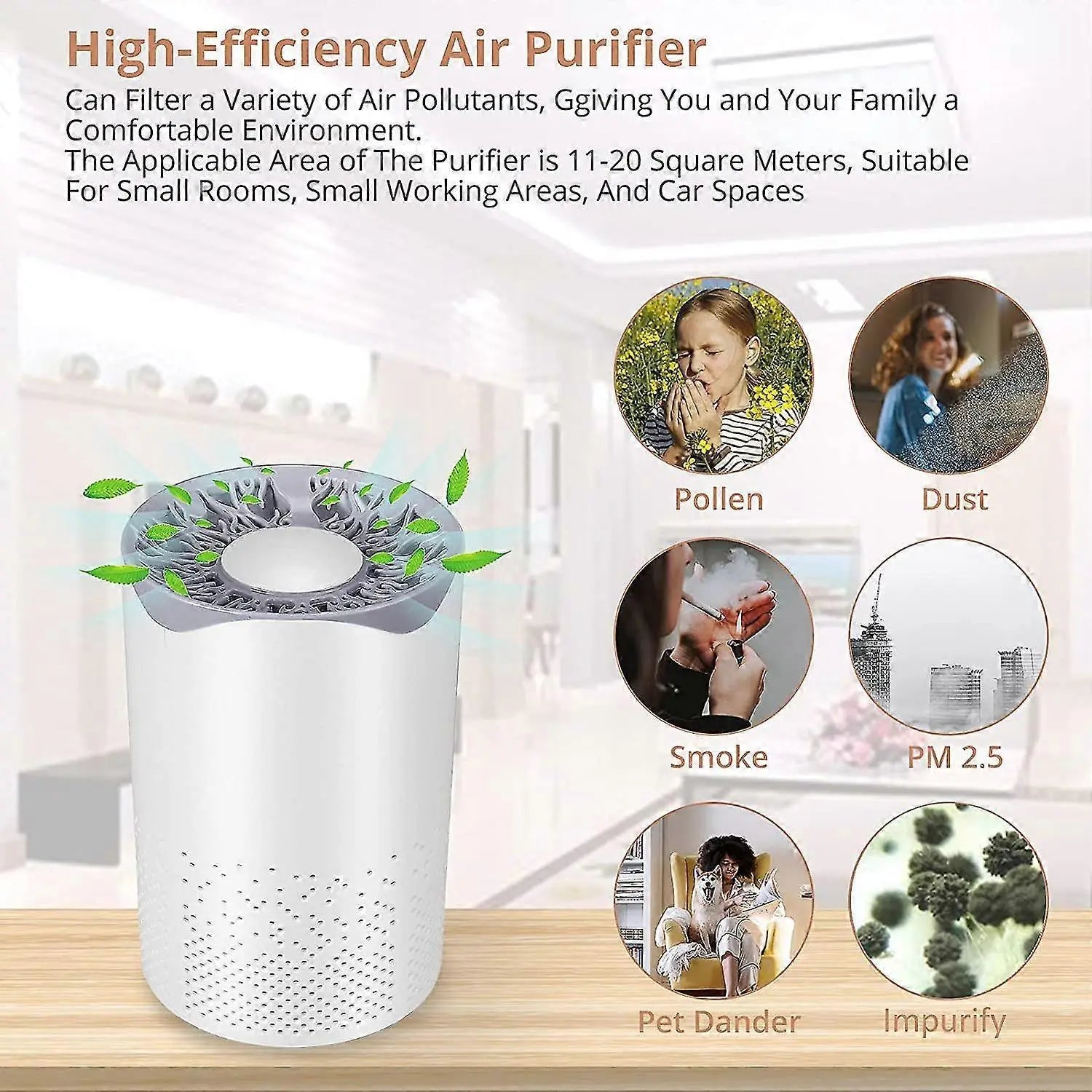 Portable HEPA Air Purifier, Quiet 35dB with 1m USB Cable Wholesale Hub