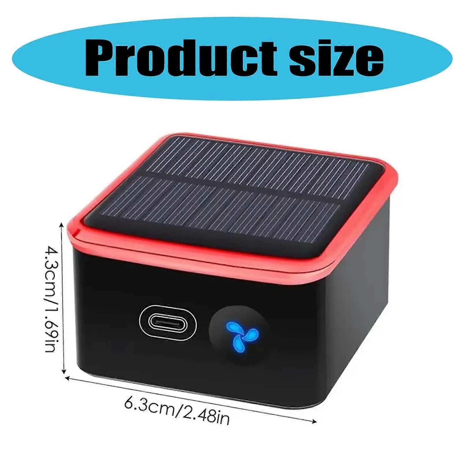 Rechargeable Solar Air Purifier for Desk, Car, Kitchen - Red, ABS Texture Wholesale Hub
