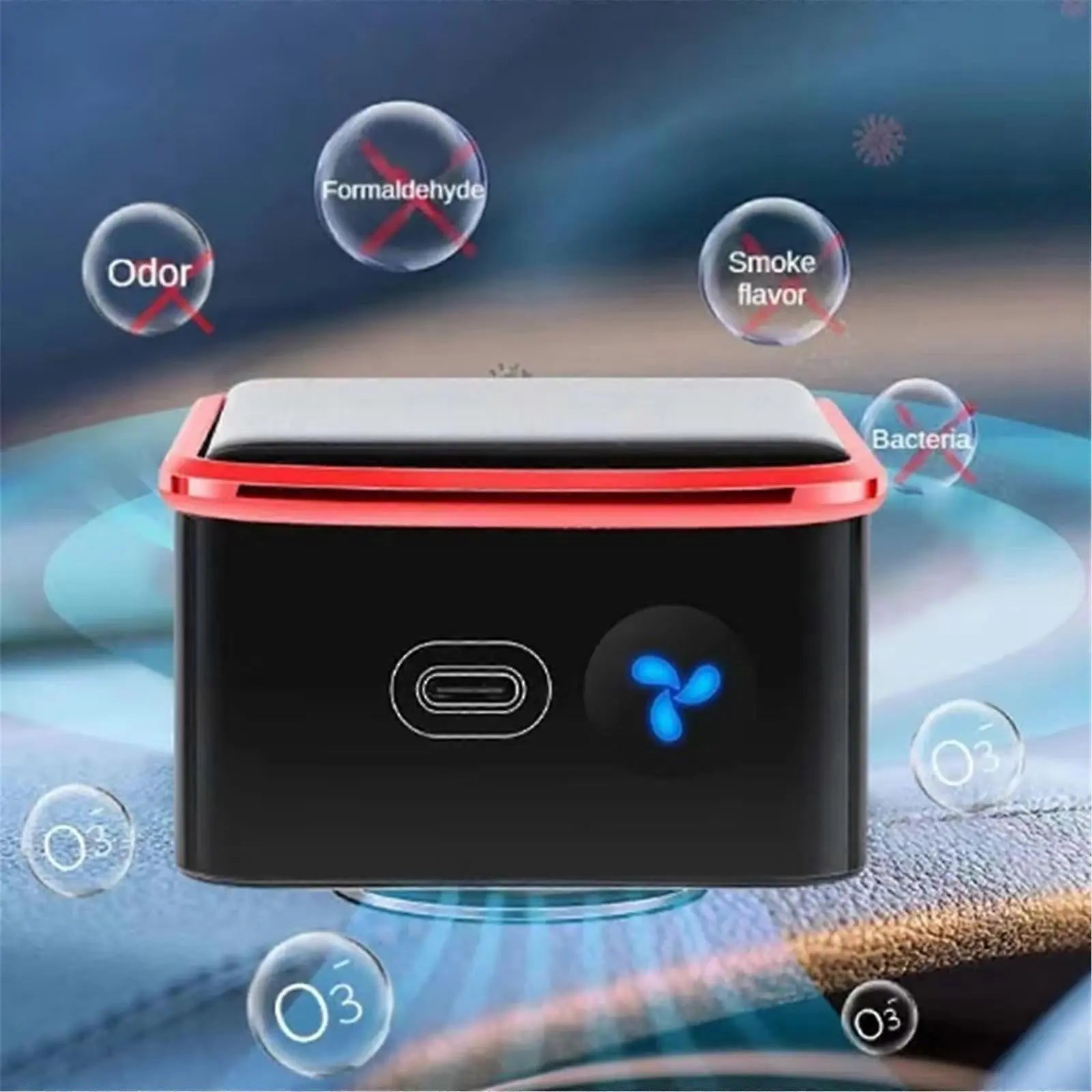 Rechargeable Solar Air Purifier for Desk, Car, Kitchen - Red, ABS Texture Wholesale Hub