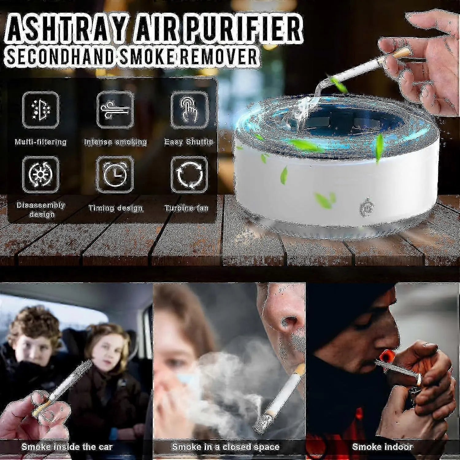 Smokeless Ashtray Air Purifier with Negative Ion for Car & Home Use Wholesale Hub