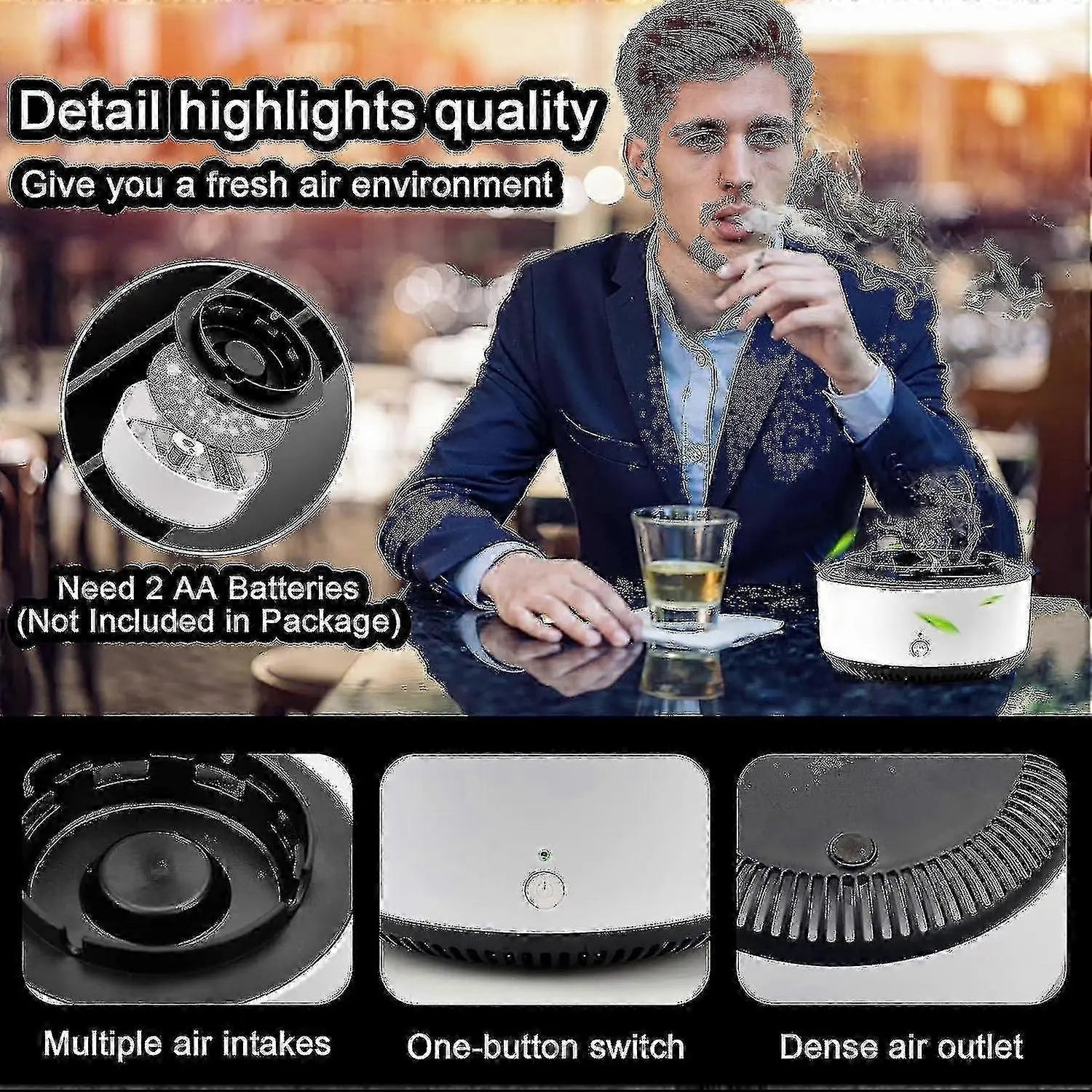 Smokeless Ashtray Air Purifier with Negative Ion for Car & Home Use Wholesale Hub