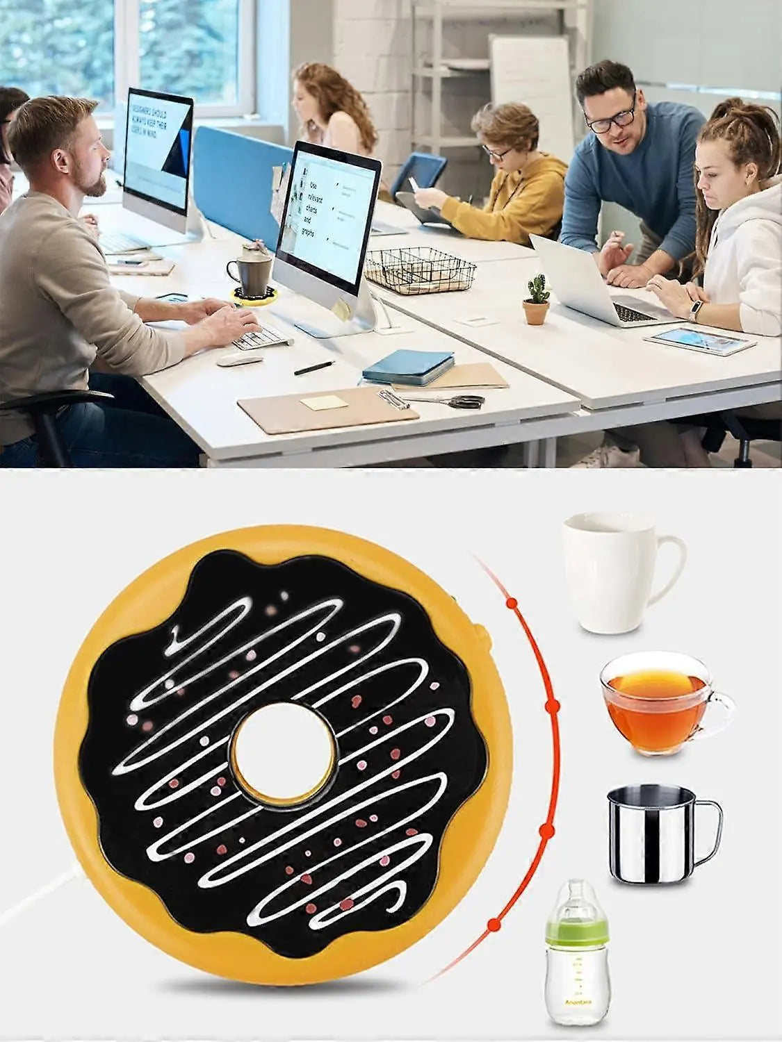 Donut Shape Coffee Mug Warmer, Constant Temp Cup Warmer Wholesale Hub
