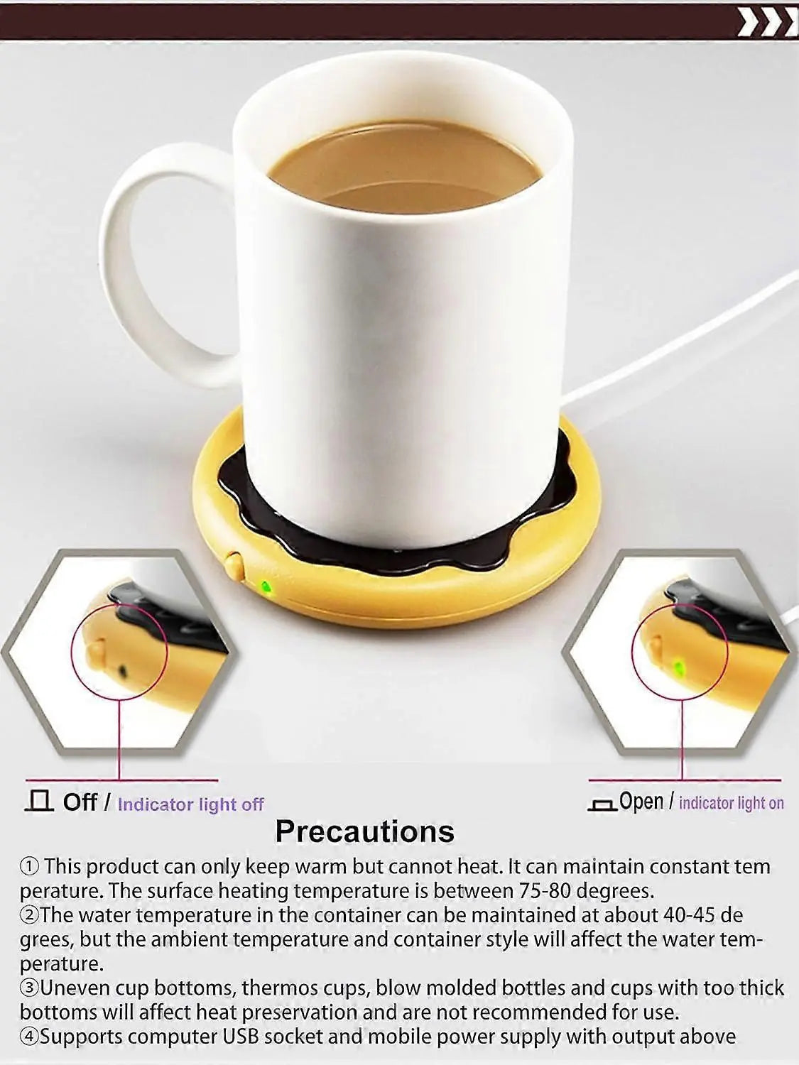 Donut Shape Coffee Mug Warmer, Constant Temp Cup Warmer Wholesale Hub