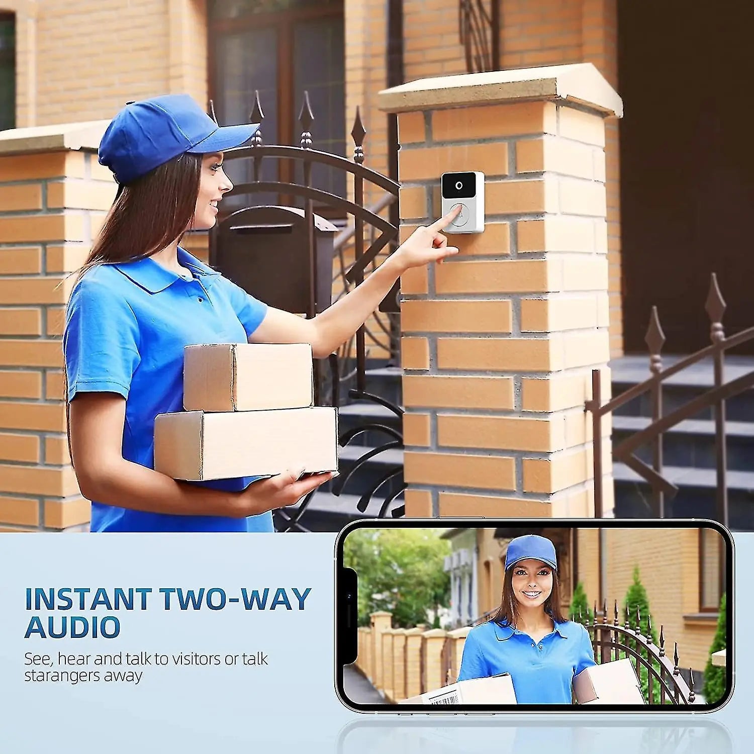 Wireless Doorbell Camera with Chime, 2.4GHz Video Doorbell Wholesale Hub