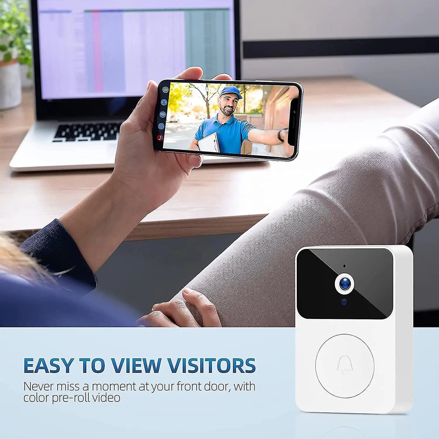 Wireless Doorbell Camera with Chime, 2.4GHz Video Doorbell Wholesale Hub