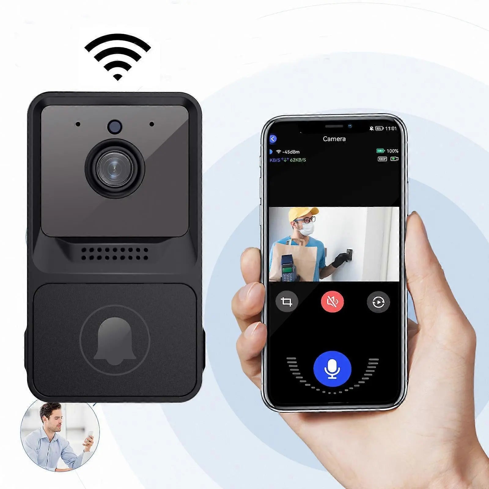 Wireless Doorbell Camera, WiFi Video Doorbell with Two-Way Audio Wholesale Hub