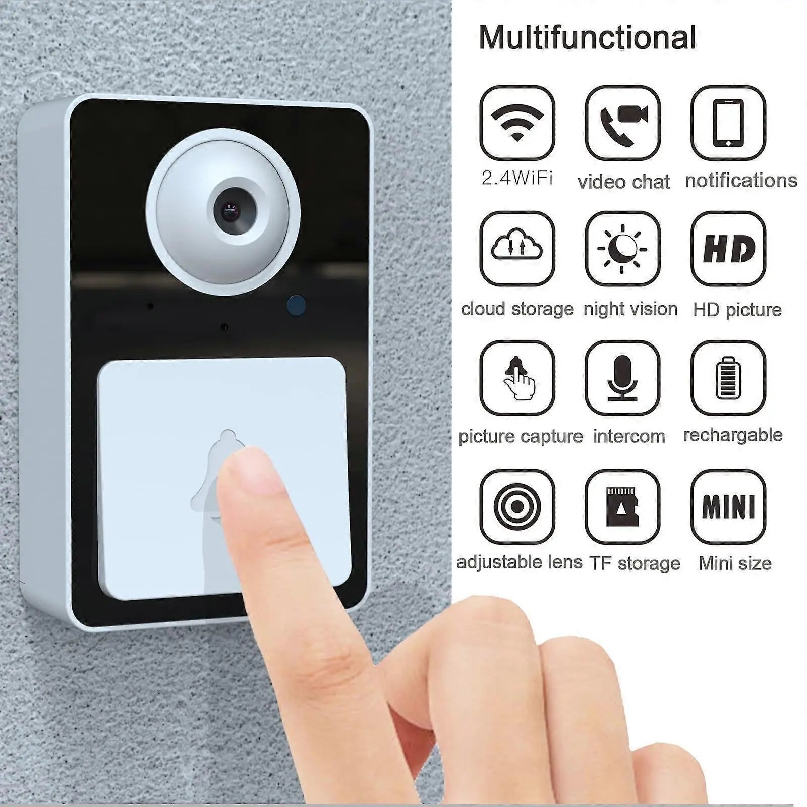 Wireless Video Doorbell Camera with Chime, Rechargeable Cordless Smart Doorbell Wholesale Hub