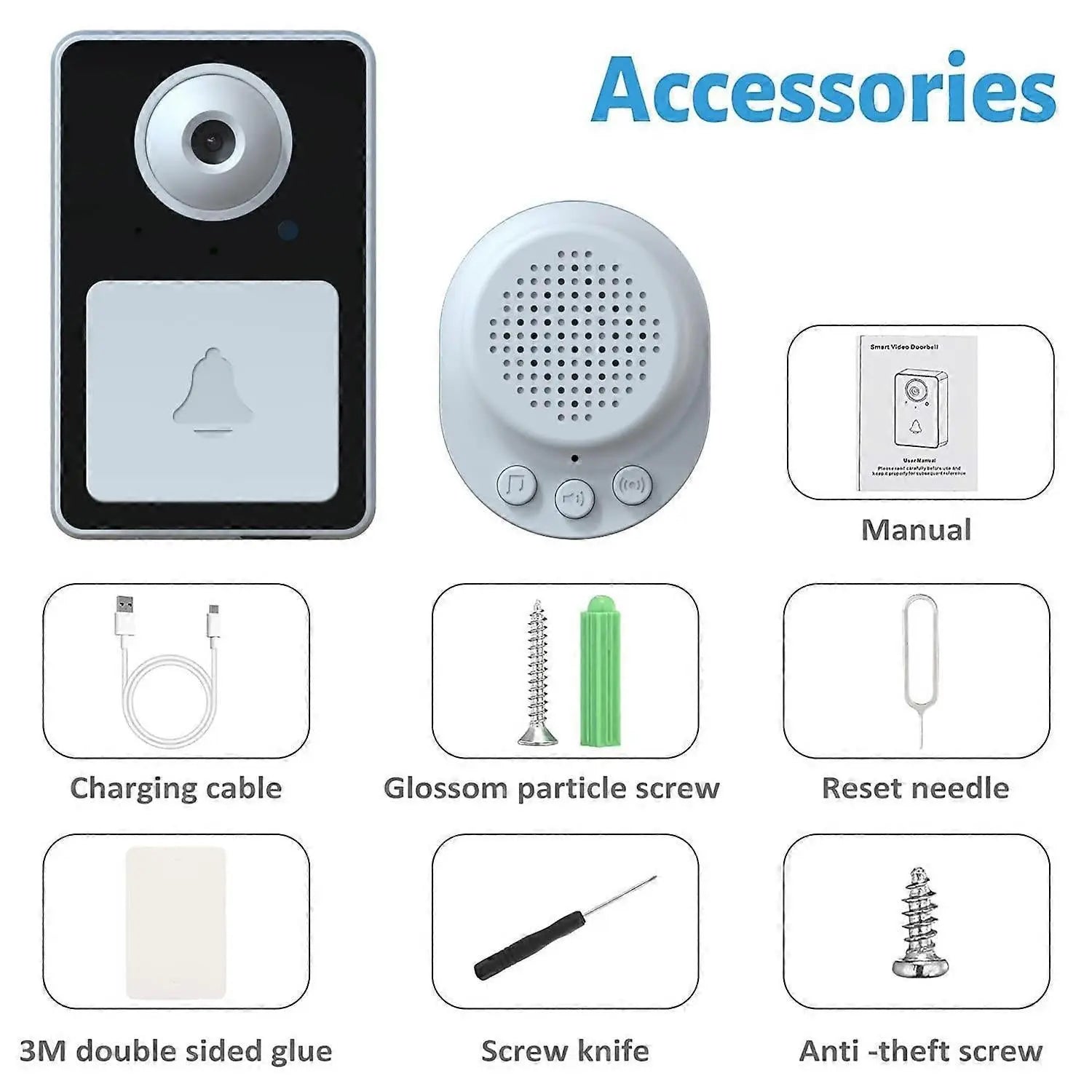 Wireless Video Doorbell Camera with Chime, Rechargeable Cordless Smart Doorbell Wholesale Hub