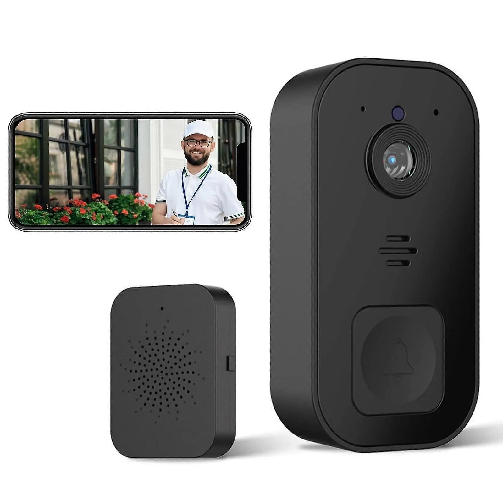 Wireless Video Doorbell Camera, 2.4GHz WiFi, Black Wholesale Hub