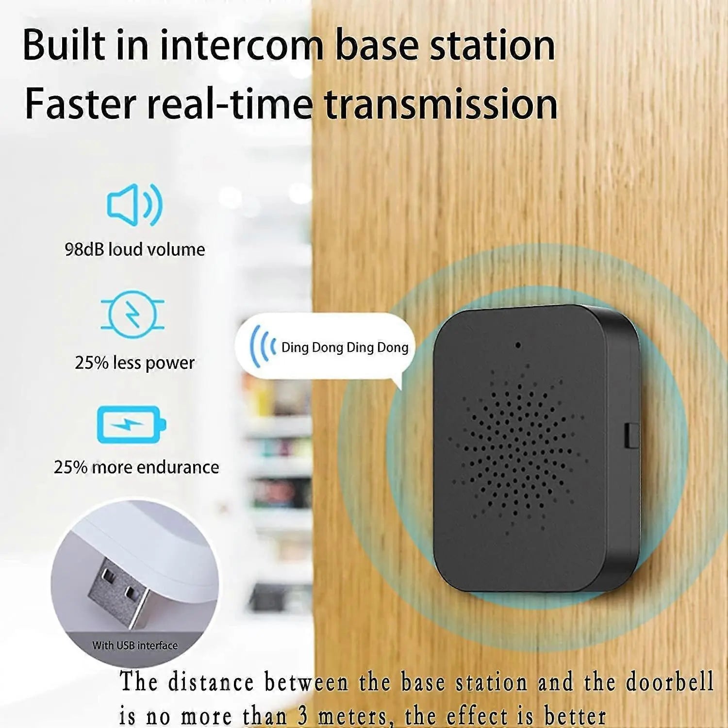 Wireless Video Doorbell Camera, 2.4GHz WiFi, Black Wholesale Hub