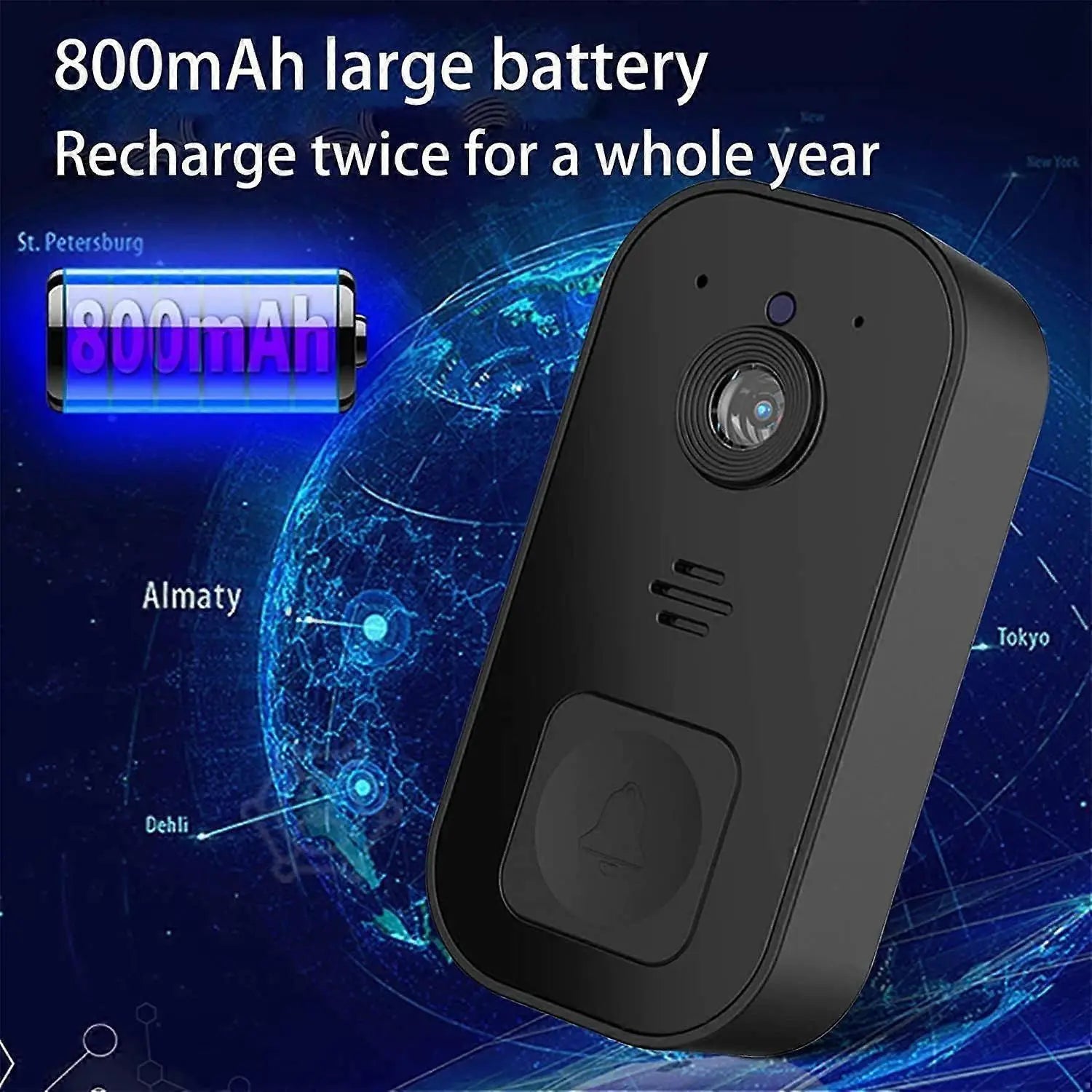 Wireless Video Doorbell Camera, 2.4GHz WiFi, Black Wholesale Hub
