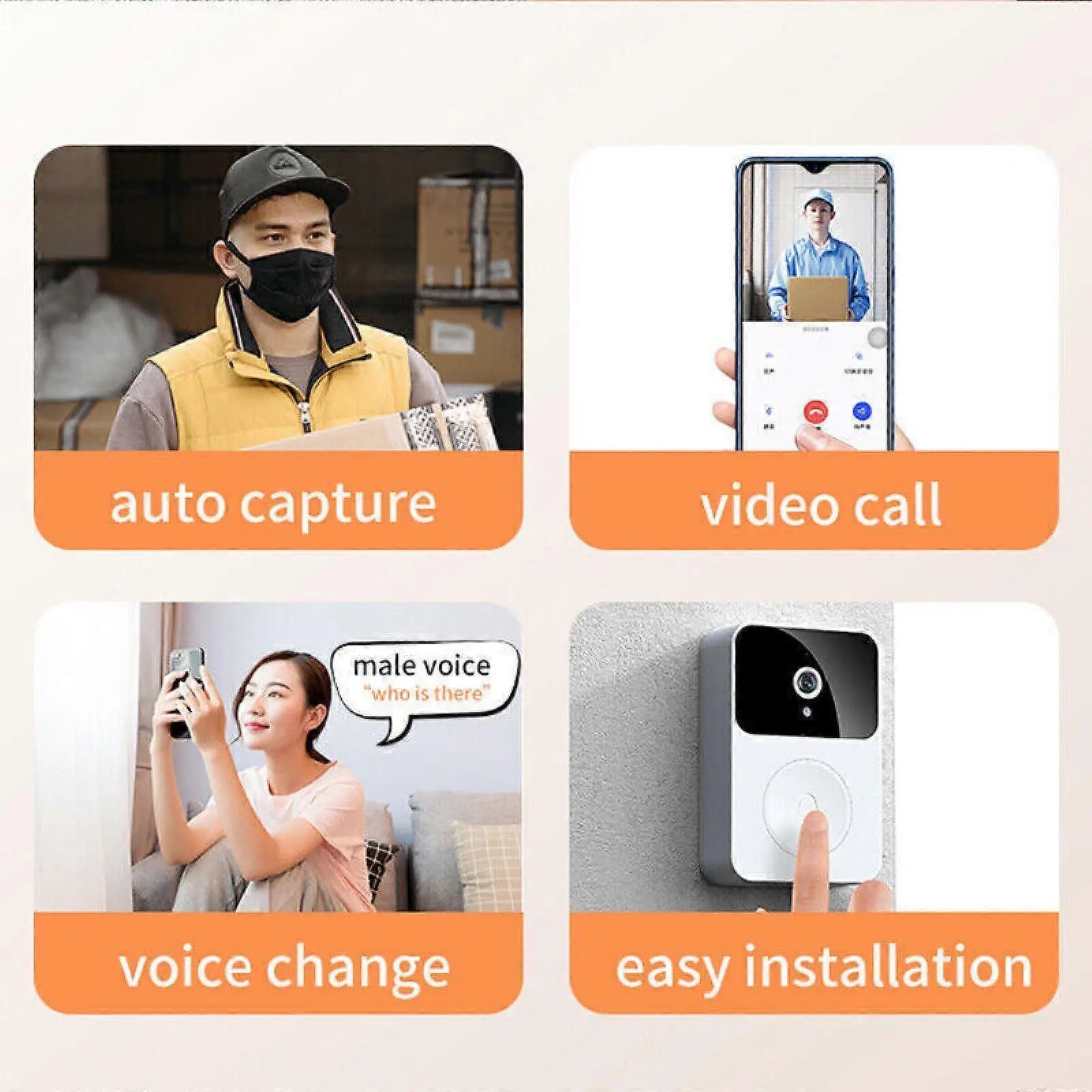 WiFi Smart Video Doorbell, Wireless Phone Intercom Security Camera Wholesale Hub