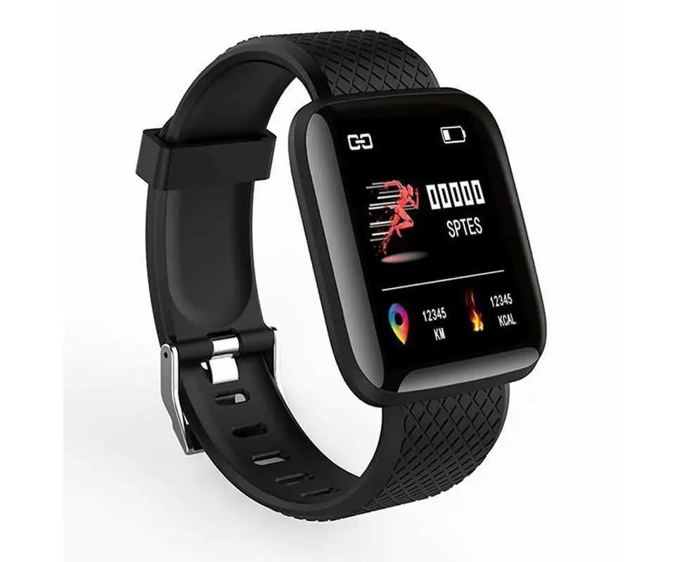 116Plus Sports Android IOS Bluetooth Touch Water Resistant Screen Fitness Tracker Smart Wrist Bracelet - Black Wholesale Hub