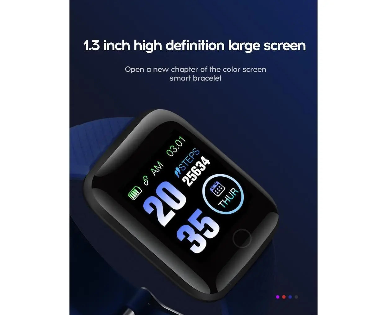 116Plus Sports Android IOS Bluetooth Touch Water Resistant Screen Fitness Tracker Smart Wrist Bracelet - Black Wholesale Hub
