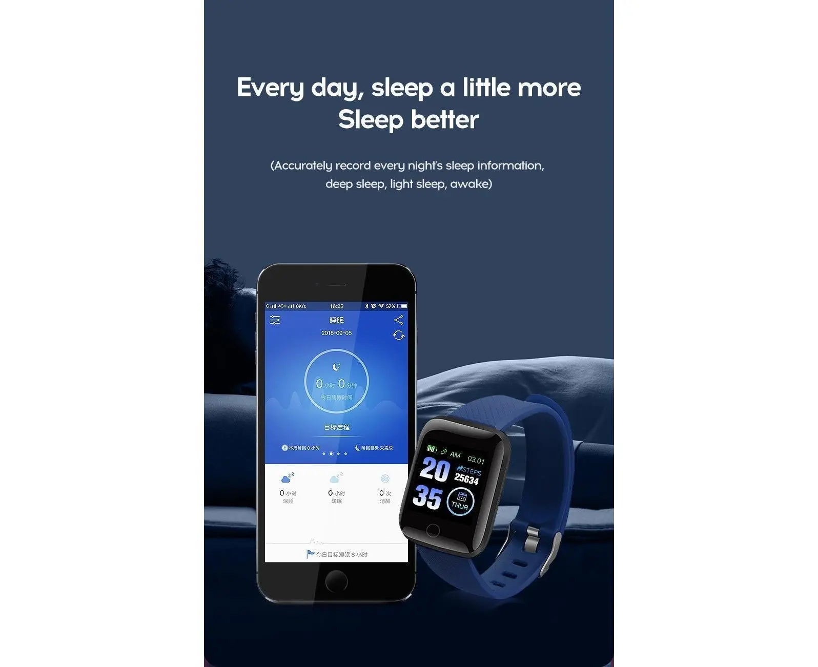 116Plus Sports Android IOS Bluetooth Touch Water Resistant Screen Fitness Tracker Smart Wrist Bracelet - Black Wholesale Hub