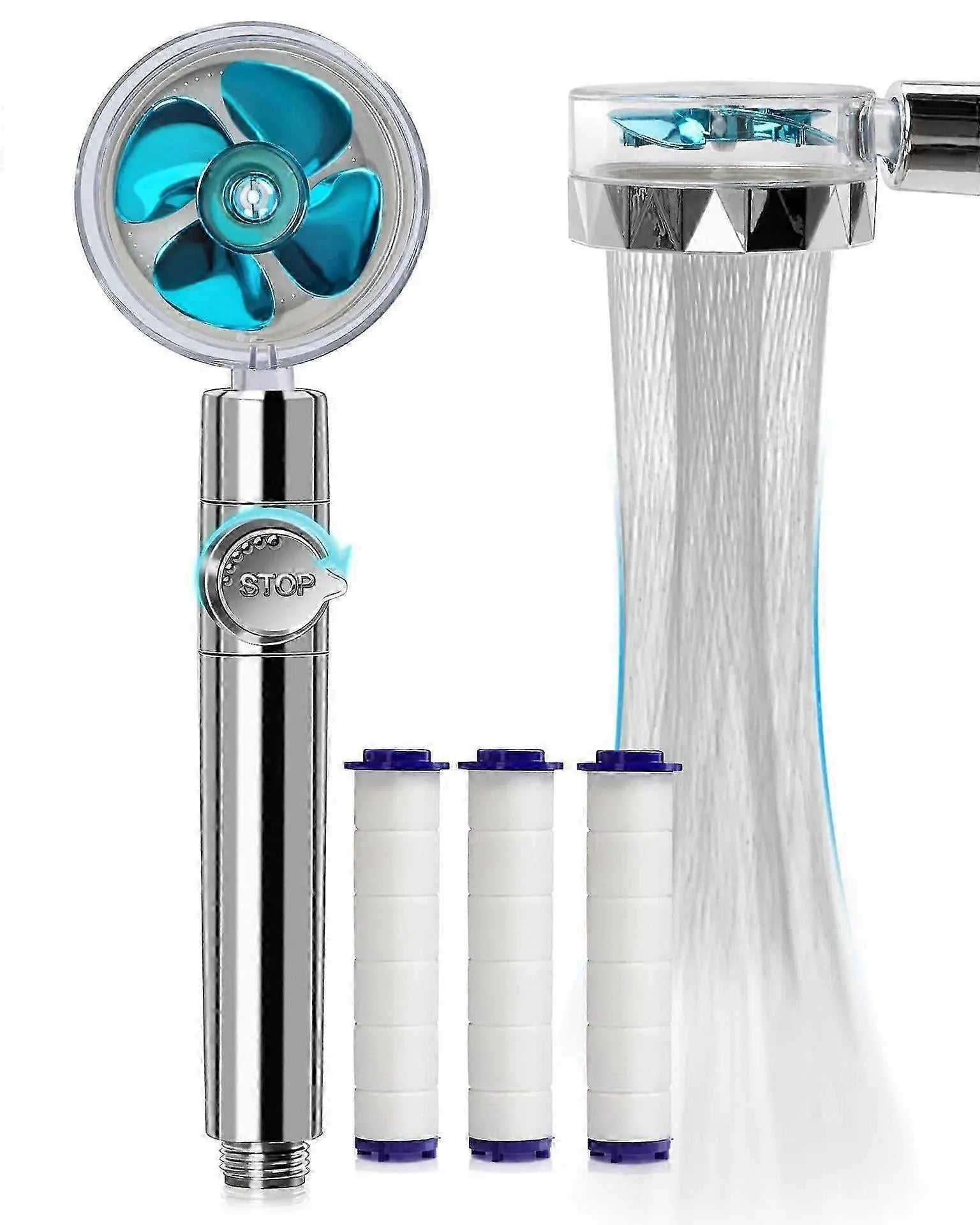 Rotating Propeller Shower Head with Filter, High Pressure & Water Saving Wholesale Hub