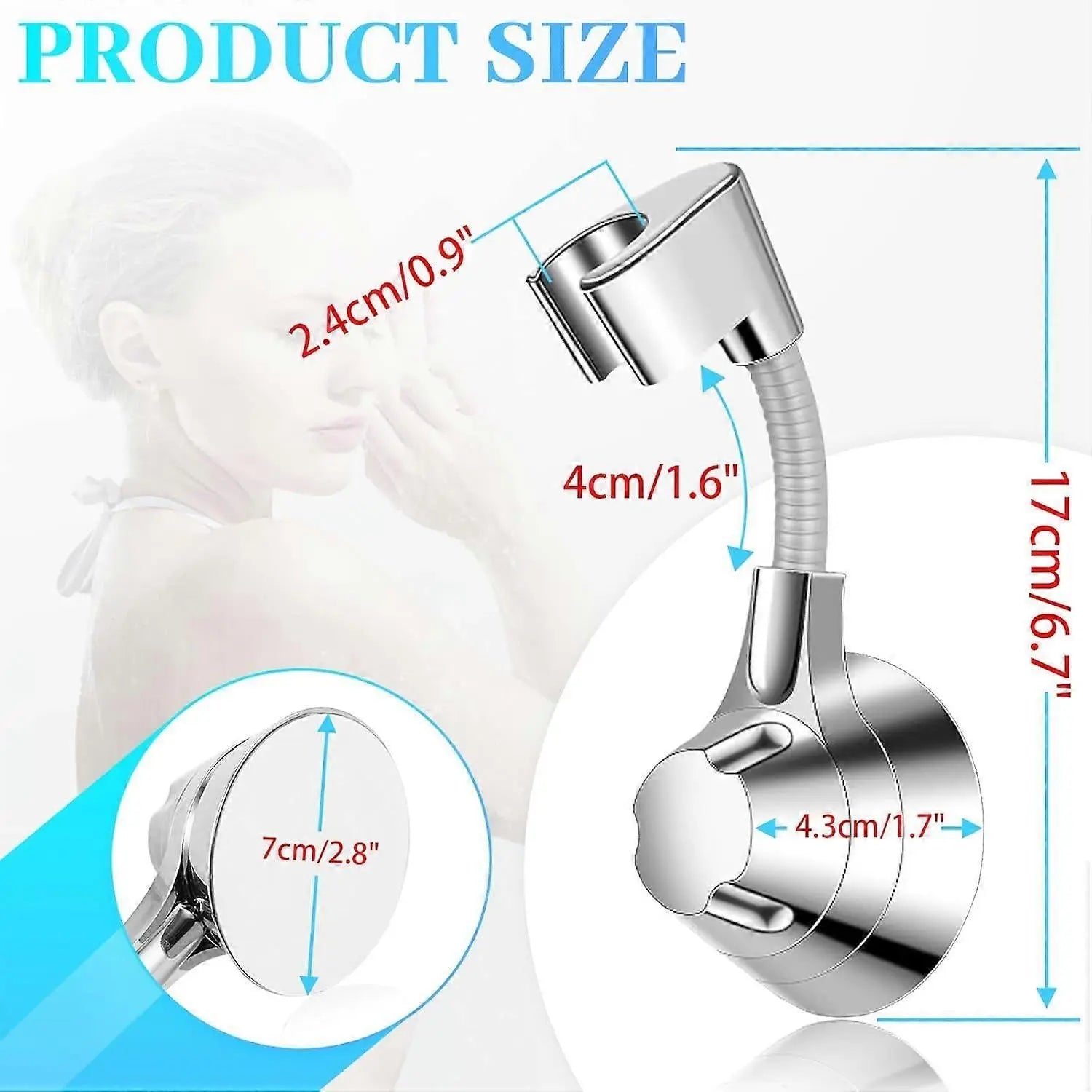 Silver Shower Head Holder, No Drill Wall Mount Bracket Wholesale Hub