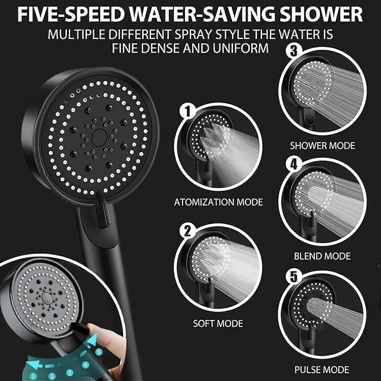 High Pressure Adjustable Shower Head with 1.5M Hose, Anti-Limescale Wholesale Hub