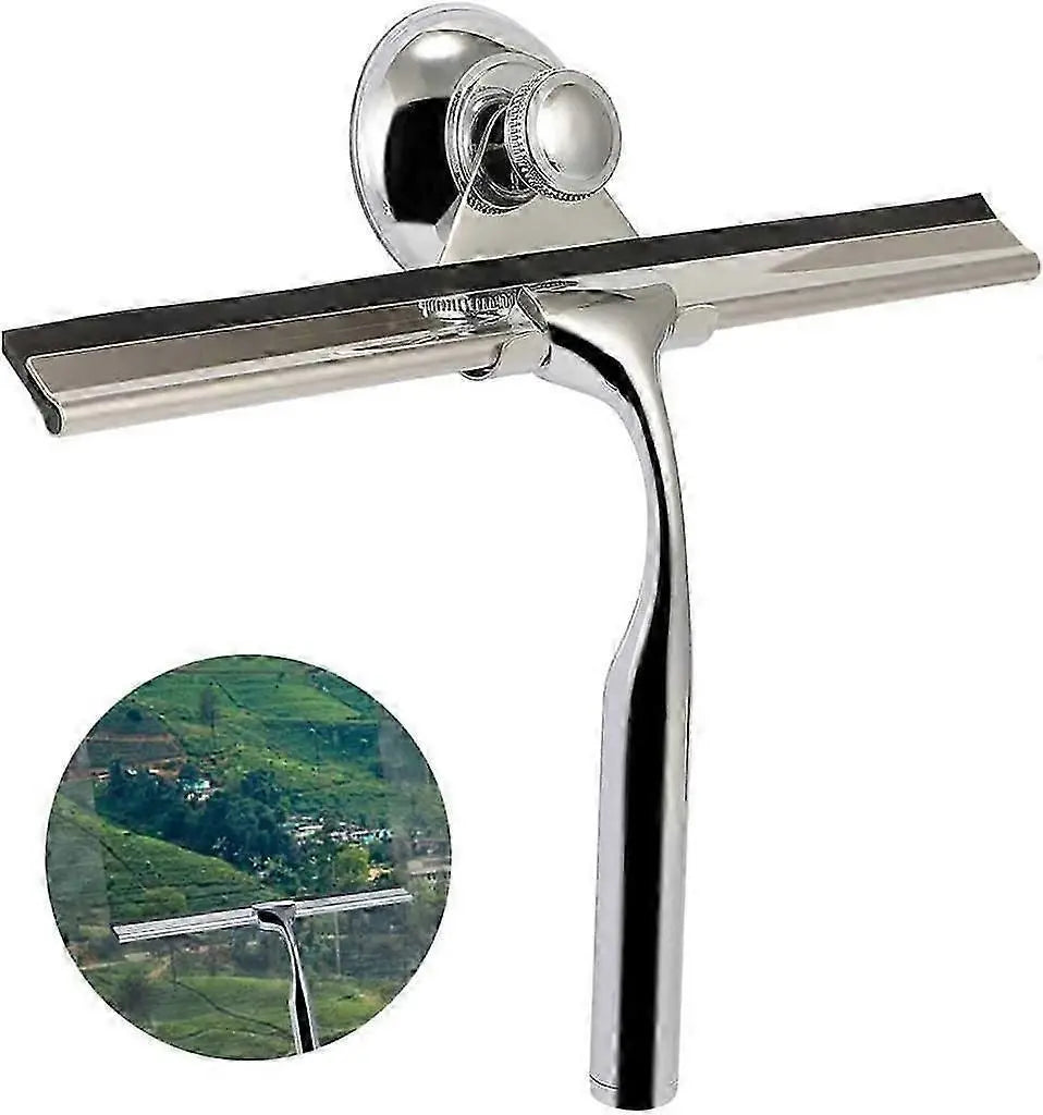 Stainless Steel Shower Squeegee with Wall Hanger, No Drill Glass/Window Wiper Wholesale Hub