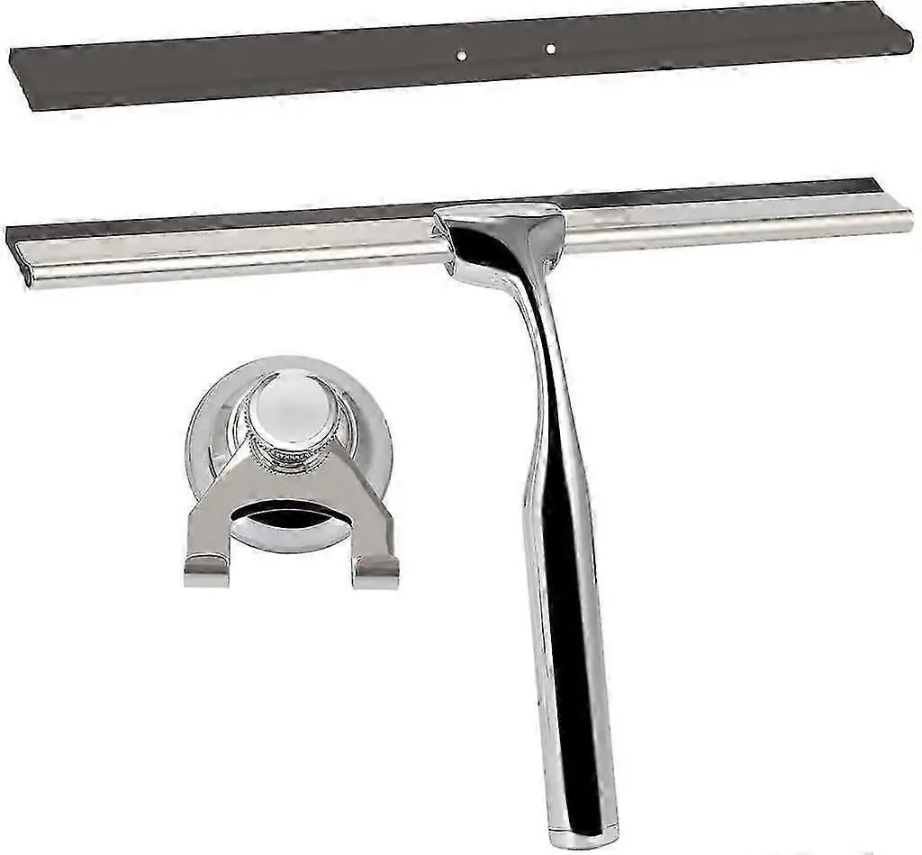 Stainless Steel Shower Squeegee with Wall Hanger, No Drill Glass/Window Wiper Wholesale Hub