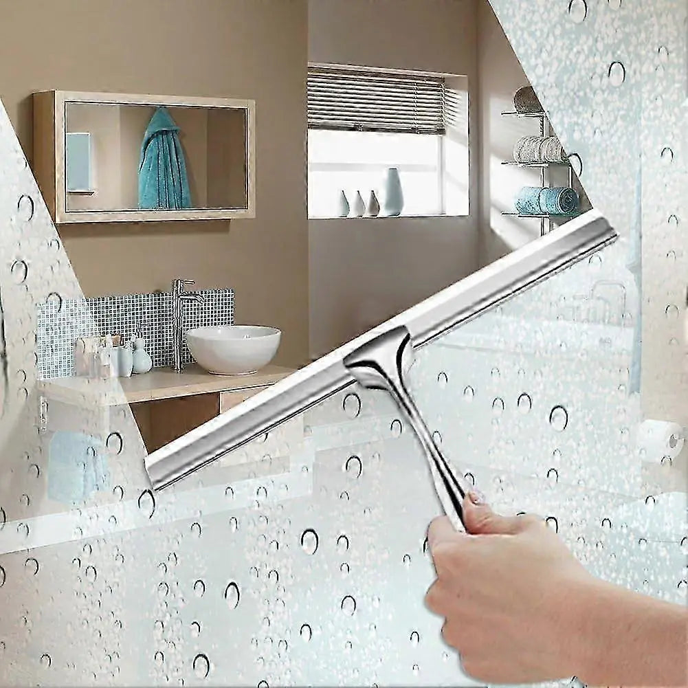 Stainless Steel Shower Squeegee with Wall Hanger, No Drill Glass/Window Wiper Wholesale Hub